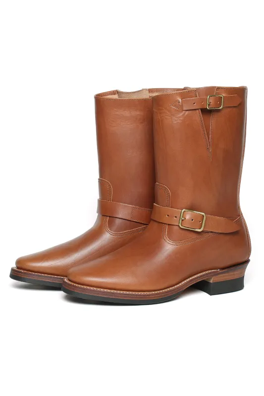 603LTD Horsehide Engineer Boots “The Pioneer” - Heritage Vachetta Double Shoulder Brown×Brass made by Attractions