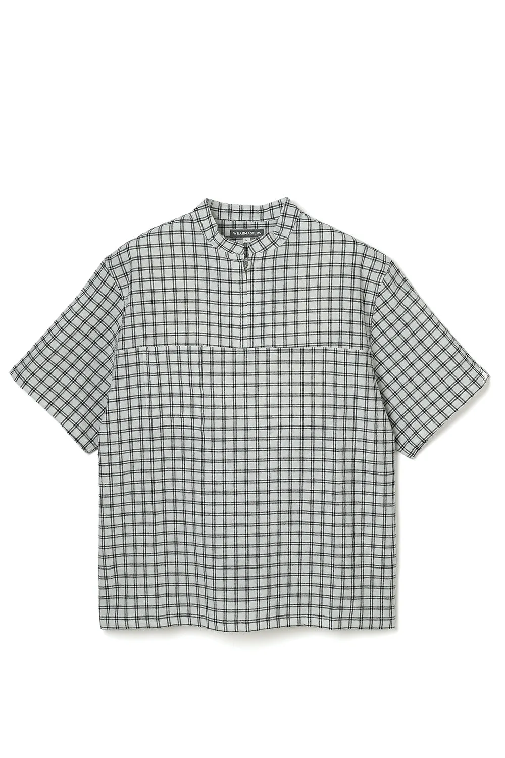 Lot.890 Half Zip Pin Check Shirt -White- sold by Attractions