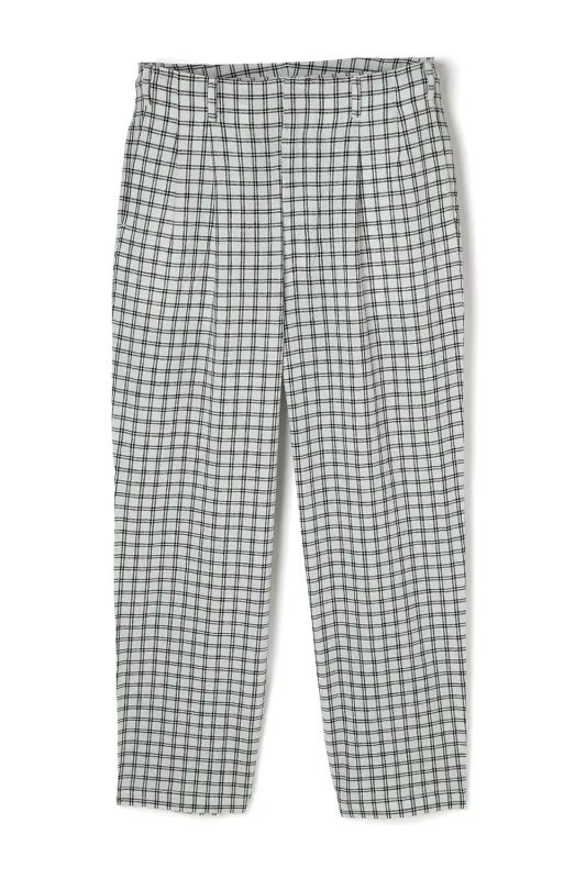 Lot.891 Double Pleats Pin Check Trousers -White- made by Attractions