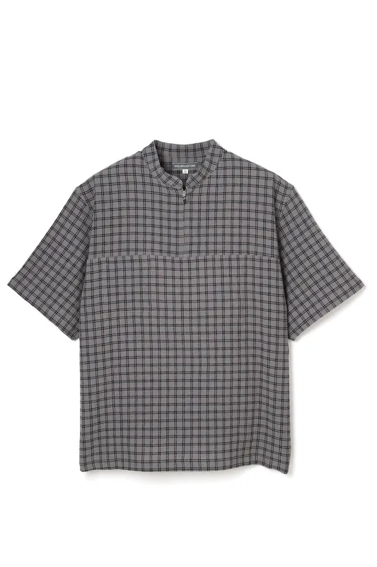 Lot.890 Half Zip Pin Check Shirt -Gray- made by Attractions