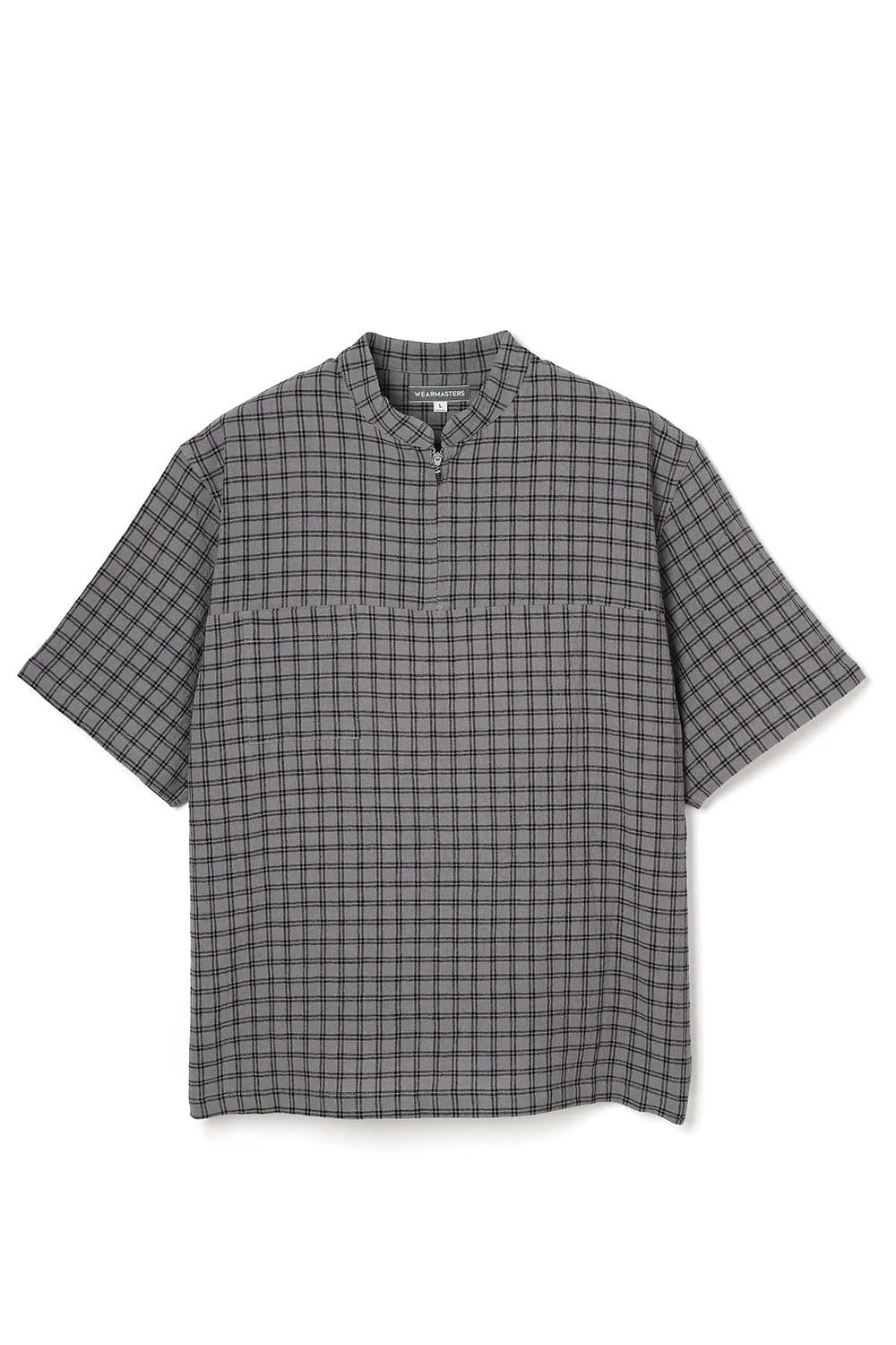 Lot.890 Half Zip Pin Check Shirt -Gray- sold by Attractions