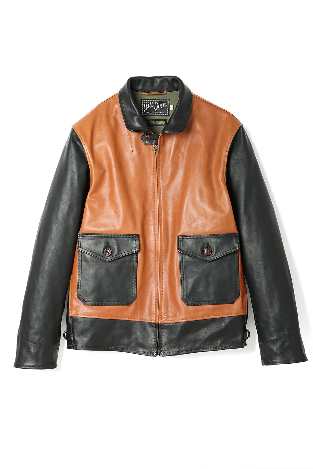 Lot.762 Horsehide A-1 Zip Jacket -Black × Brown- sold by Attractions