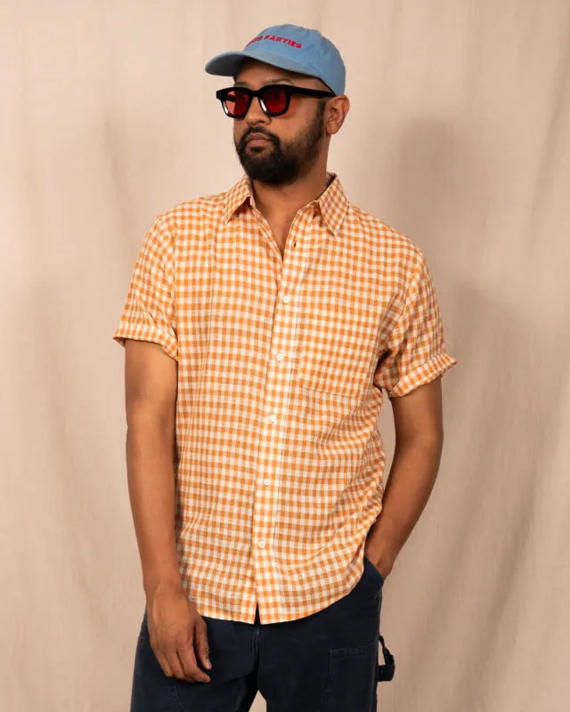 'The Folk' Shirt in Tan Gingham made by Dushyant