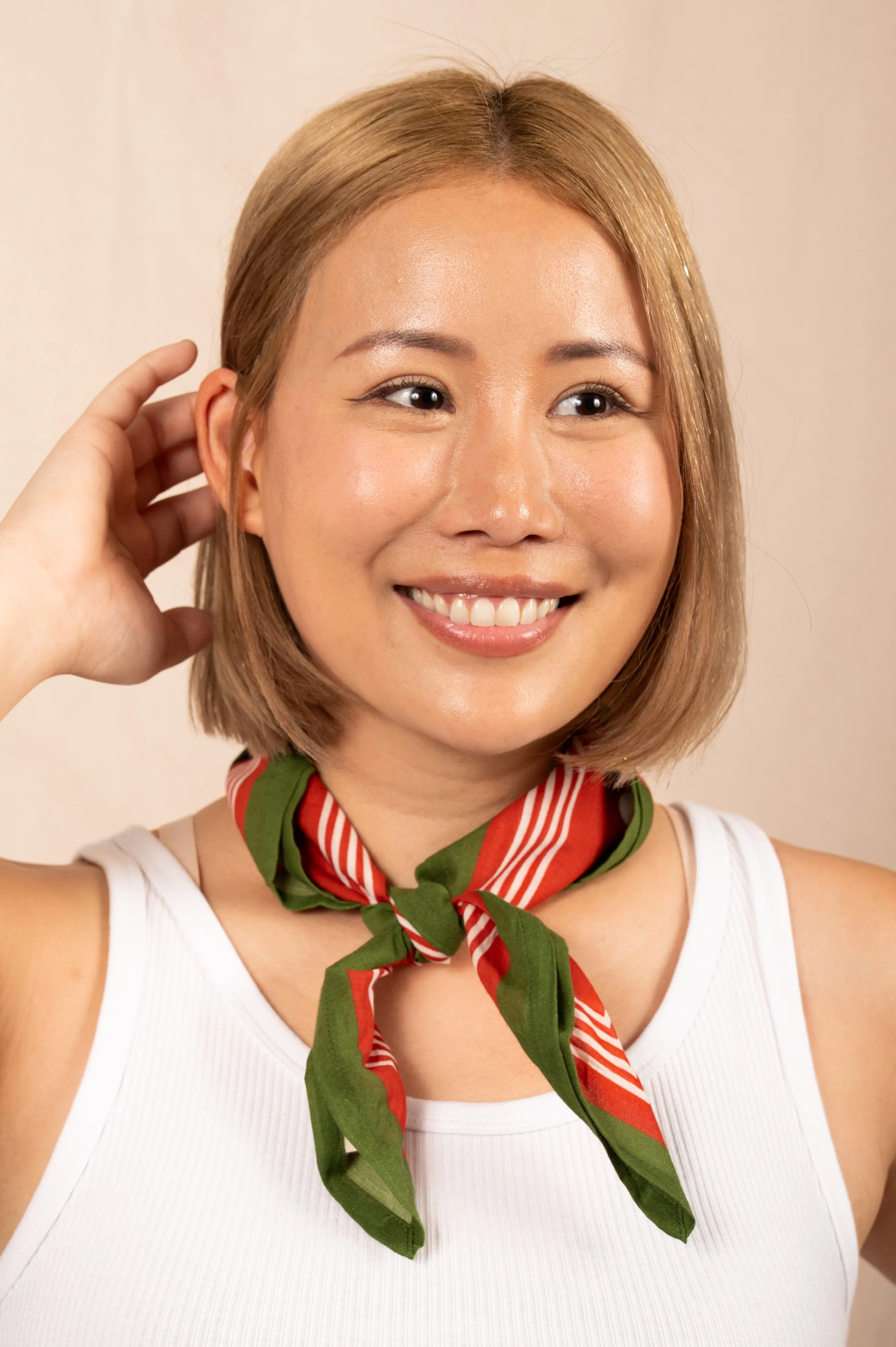 Archie Bandana No. 33 - Red and White Dots with Olive sold by Dushyant product image thumbnail 4