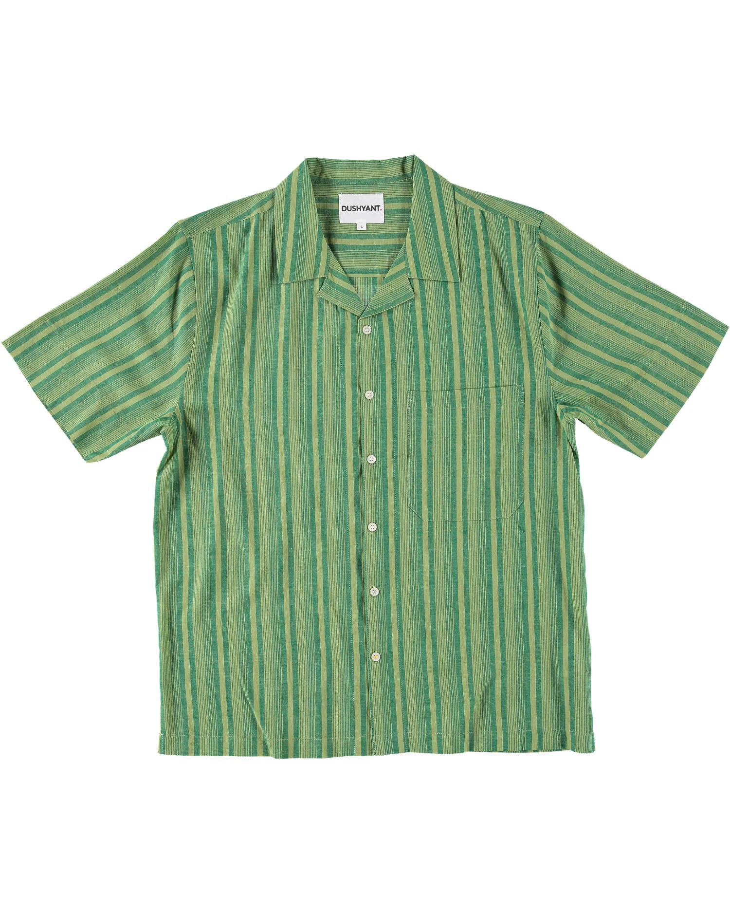 'The Nero' Camp Shirt in Green and White Stripes sold by Dushyant product image thumbnail 2