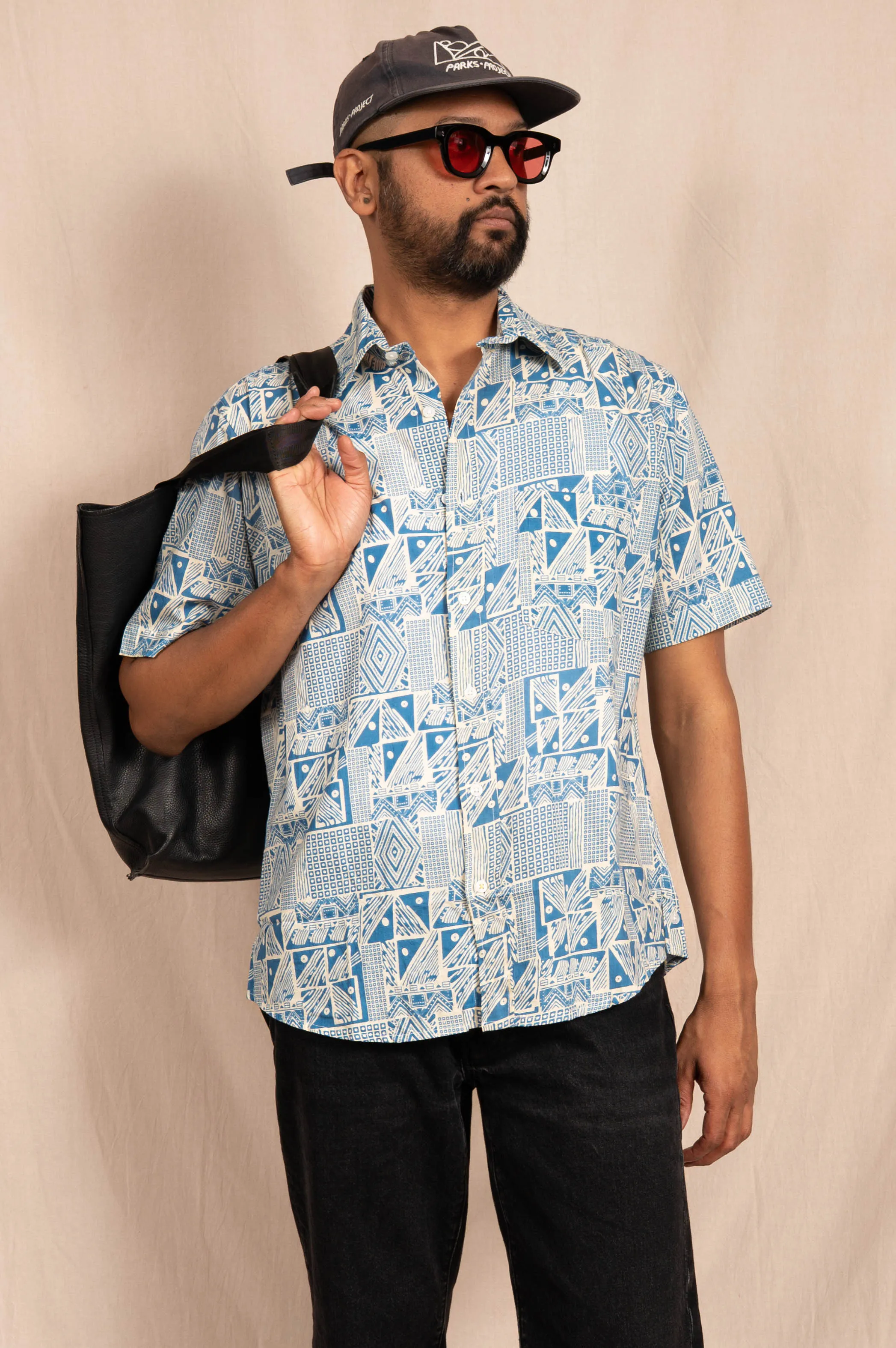 'The Folk' Shirt in Blue Abstract Art Print sold by Dushyant product image thumbnail 3