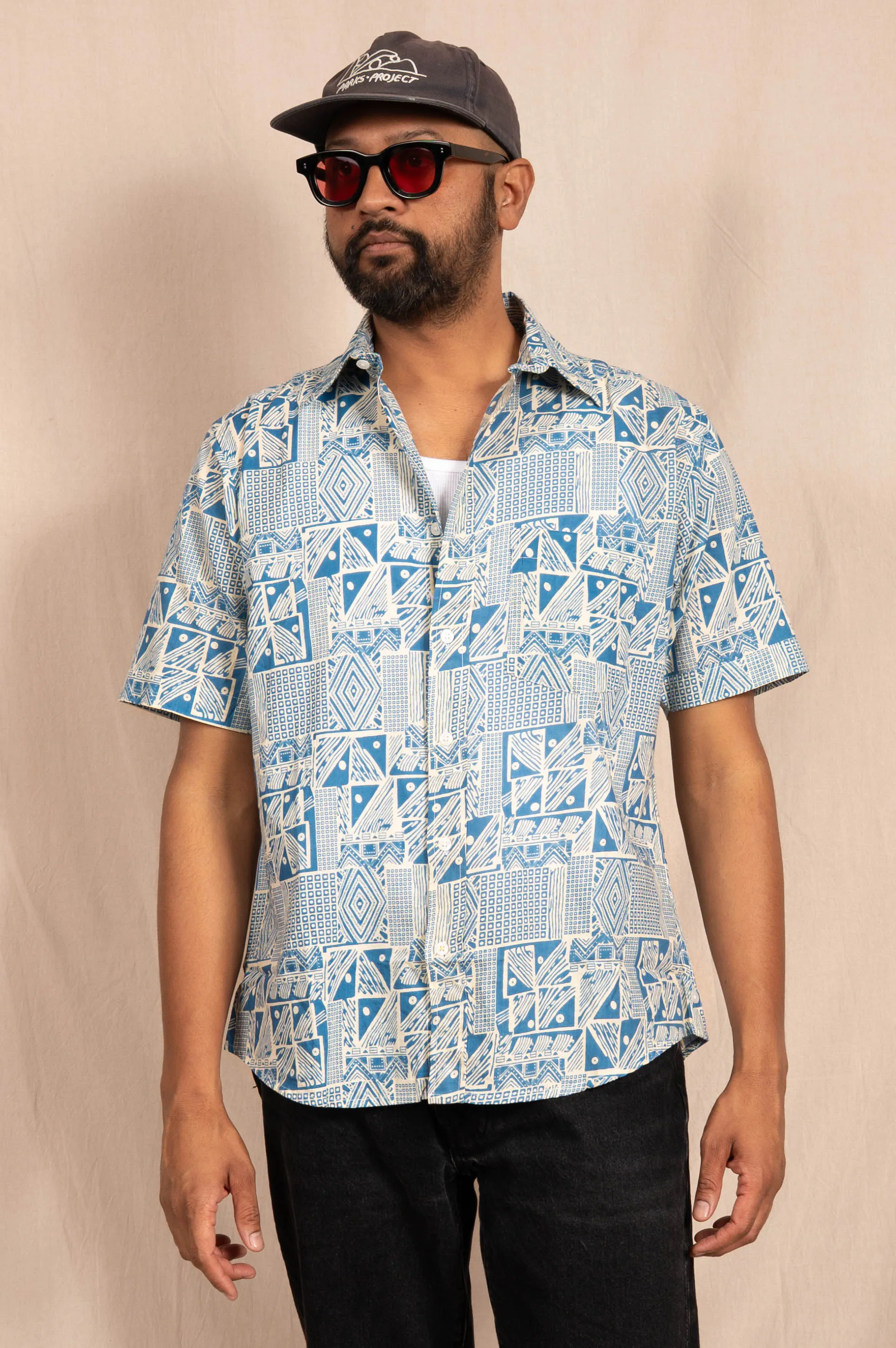 'The Folk' Shirt in Blue Abstract Art Print sold by Dushyant product image thumbnail 4