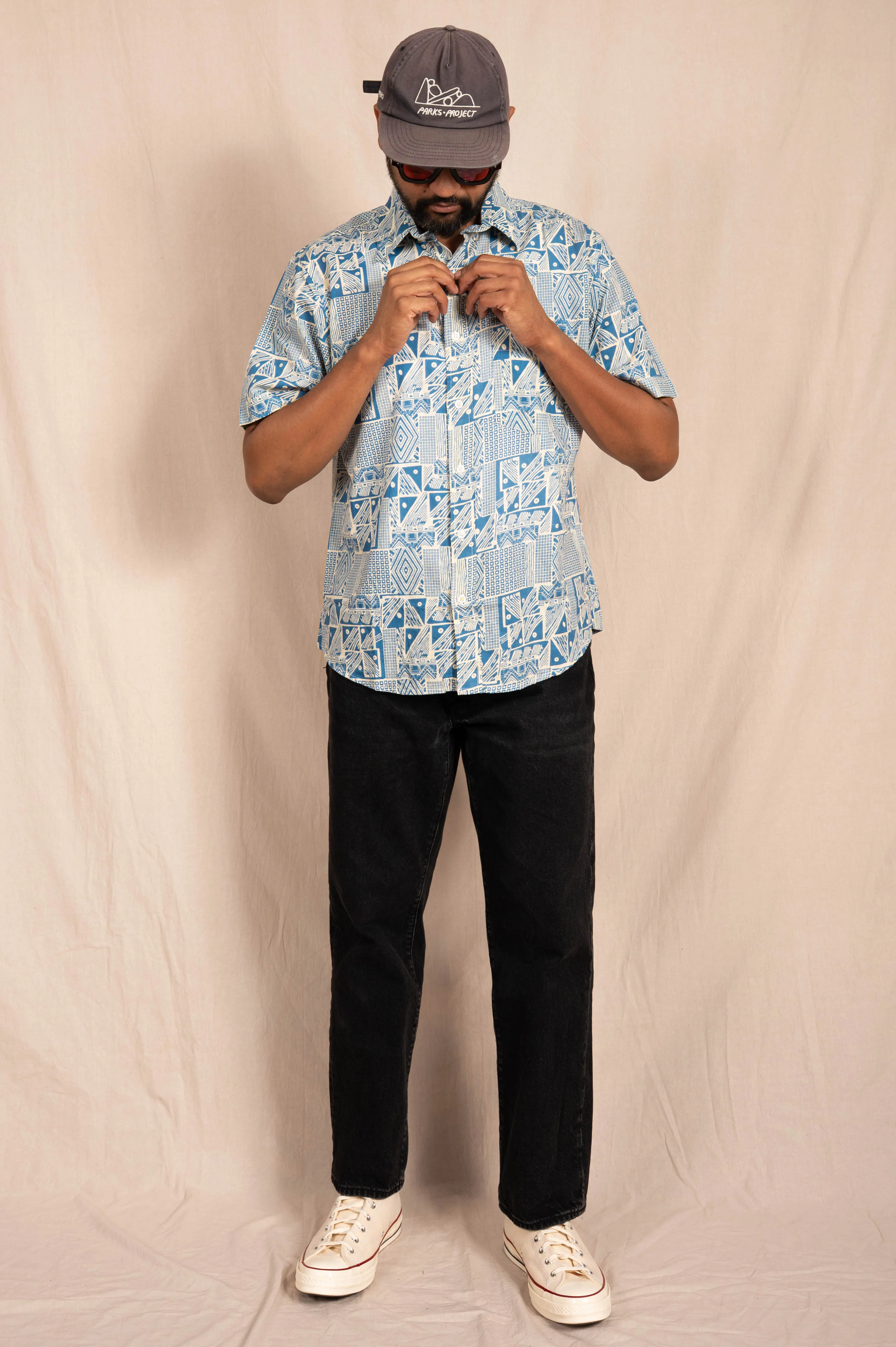 'The Folk' Shirt in Blue Abstract Art Print sold by Dushyant product image thumbnail 2