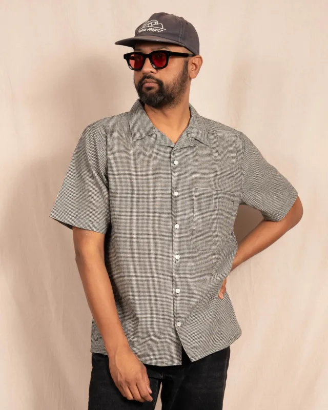 'The Don' Camp Shirt in Black and White Micro Checks made by Dushyant