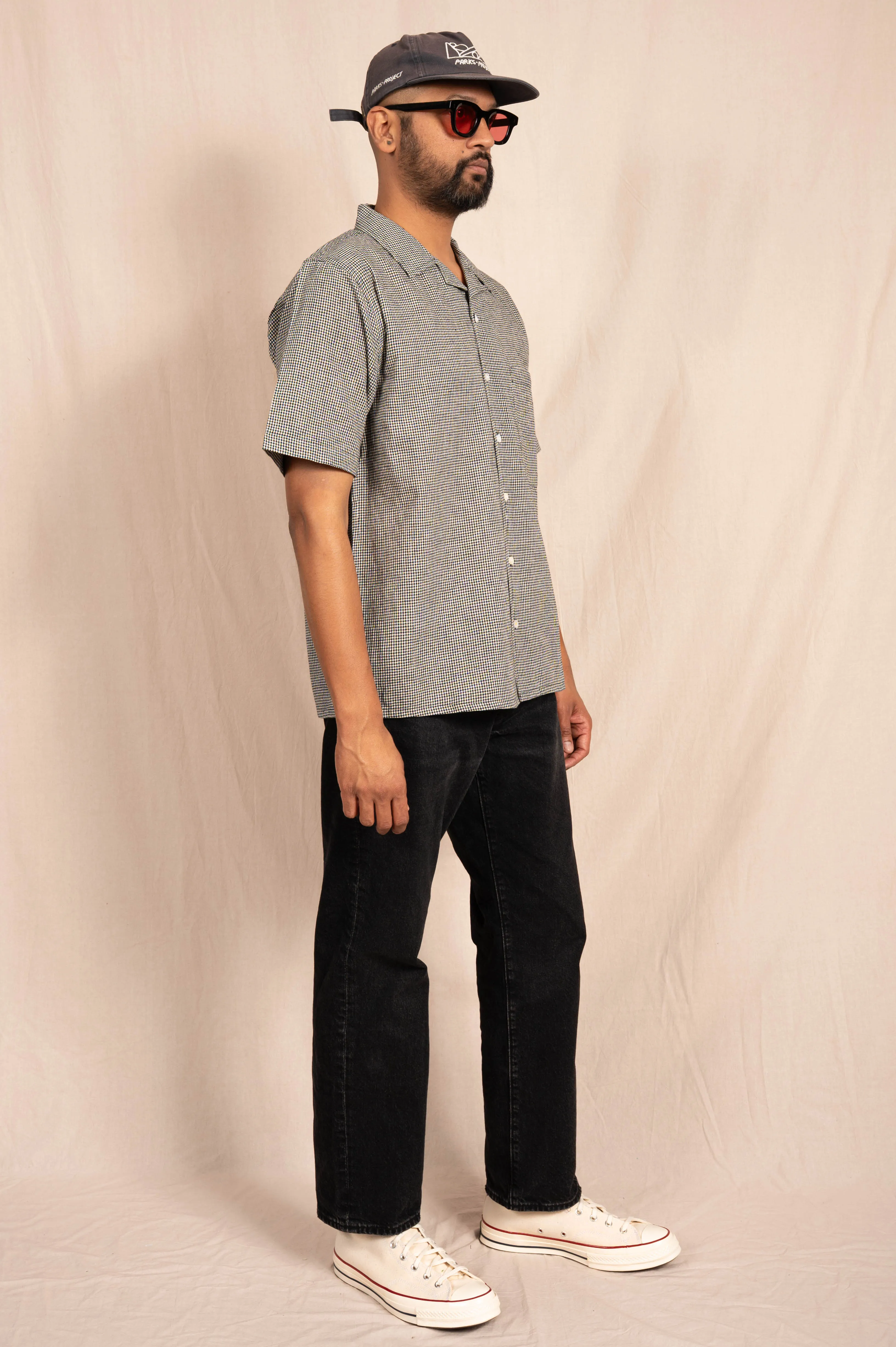 'The Don' Camp Shirt in Black and White Micro Checks sold by Dushyant product image thumbnail 5