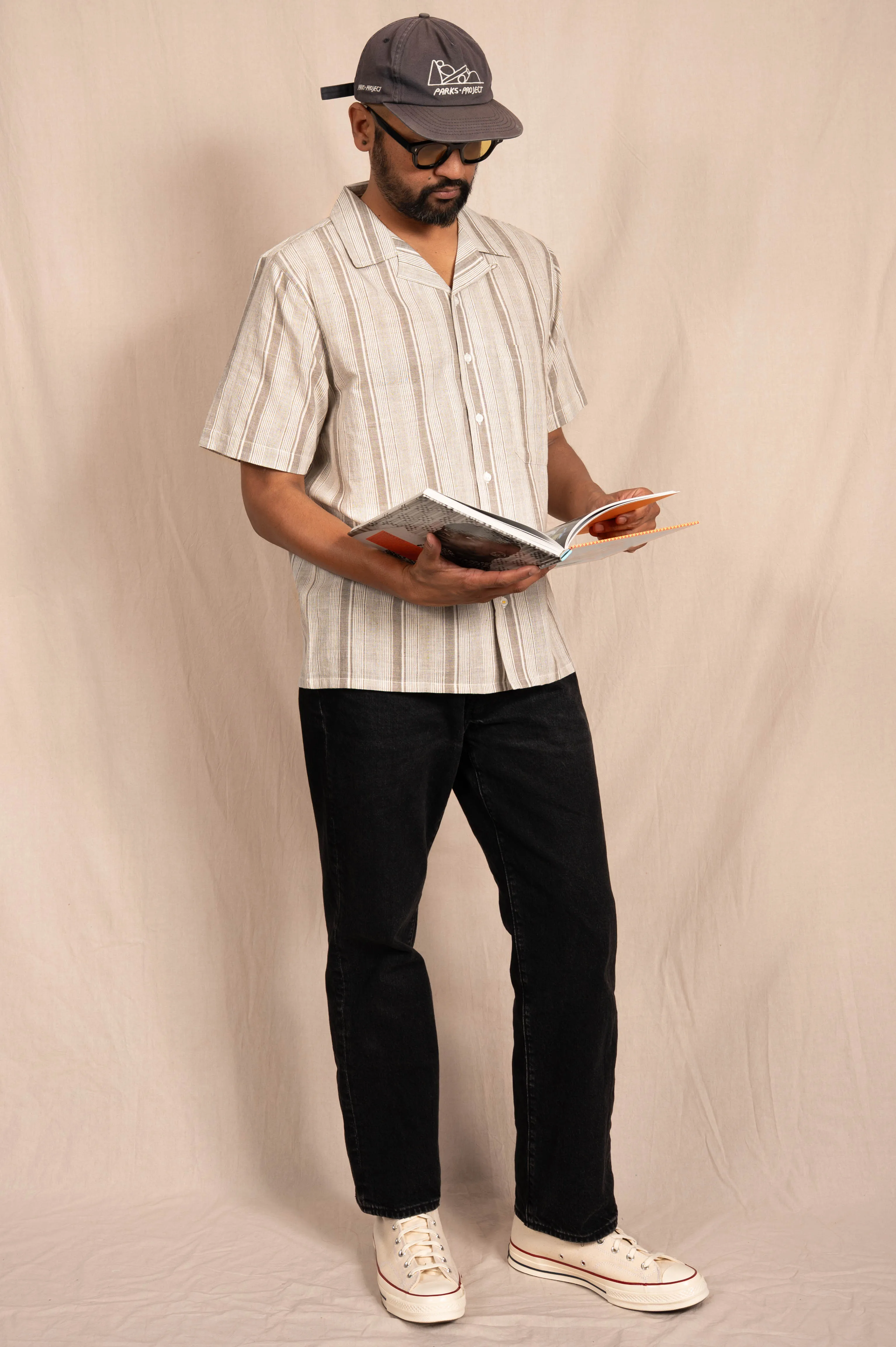 'The Don' Camp Shirt in White and Gray Stripes sold by Dushyant product image thumbnail 5