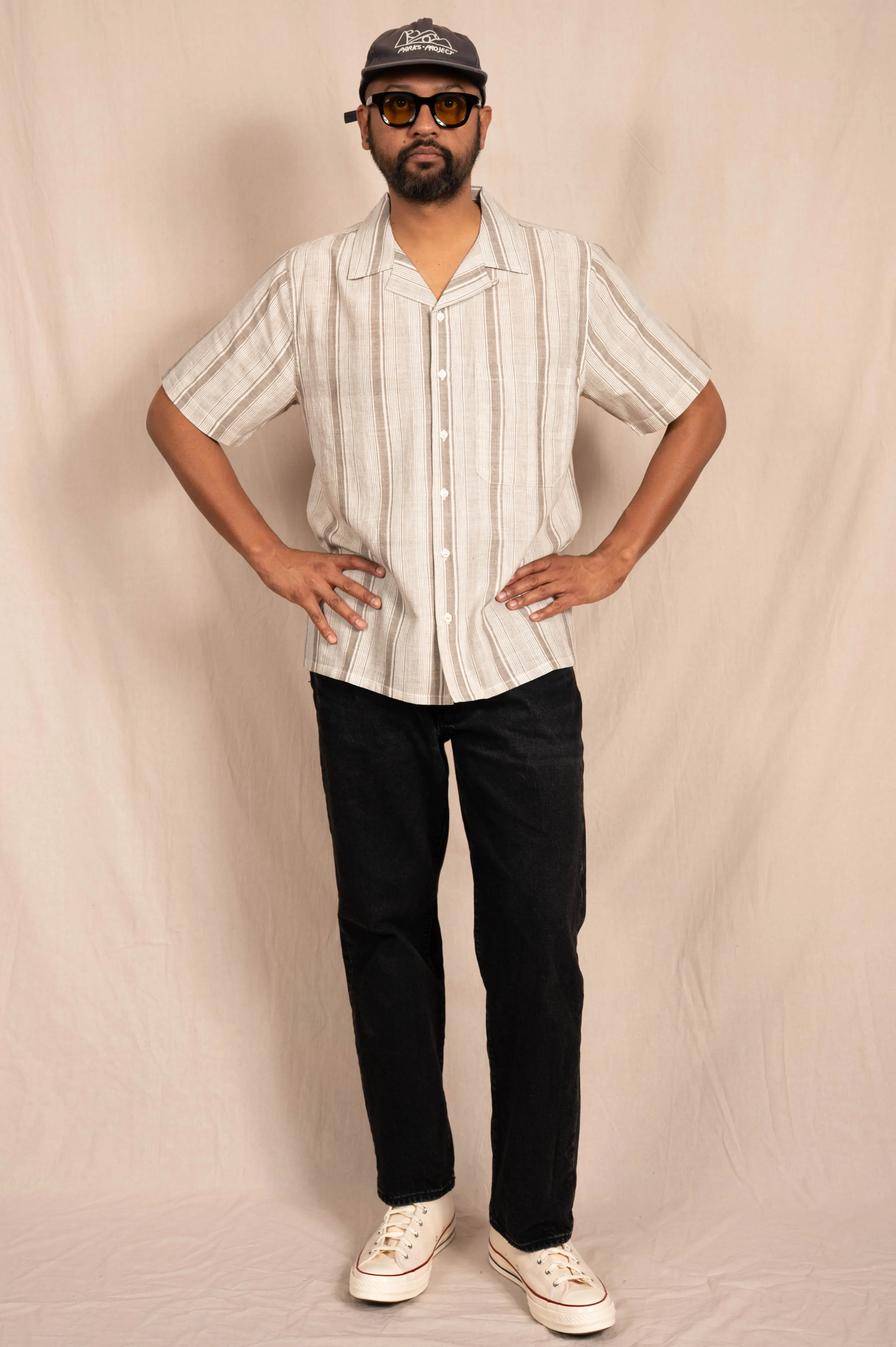 'The Don' Camp Shirt in White and Gray Stripes sold by Dushyant product image thumbnail 3