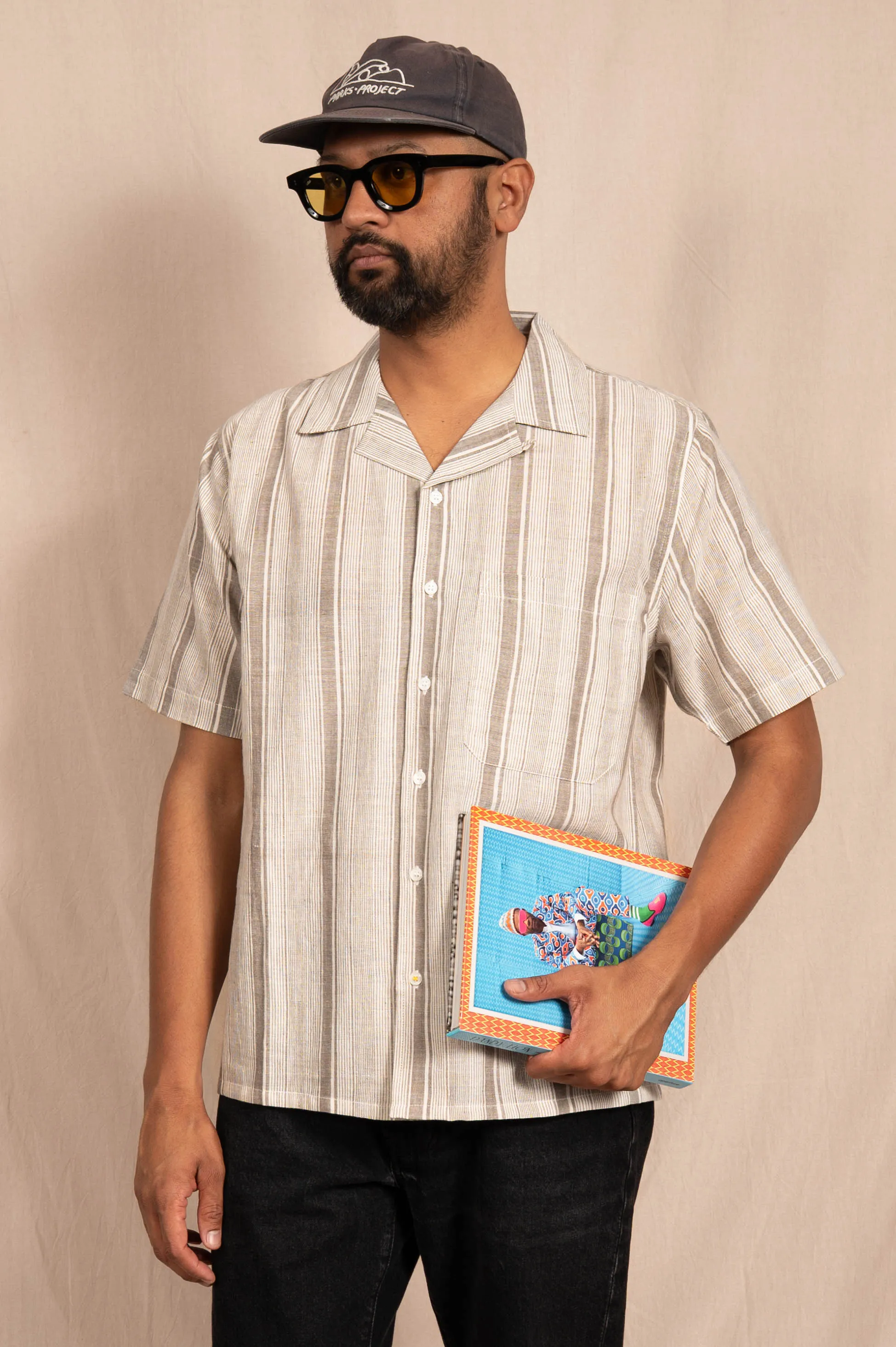 'The Don' Camp Shirt in White and Gray Stripes sold by Dushyant product image thumbnail 4