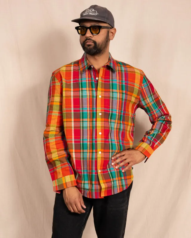 'The Brady' Long Sleeve Shirt in Red Madras Checks made by Dushyant