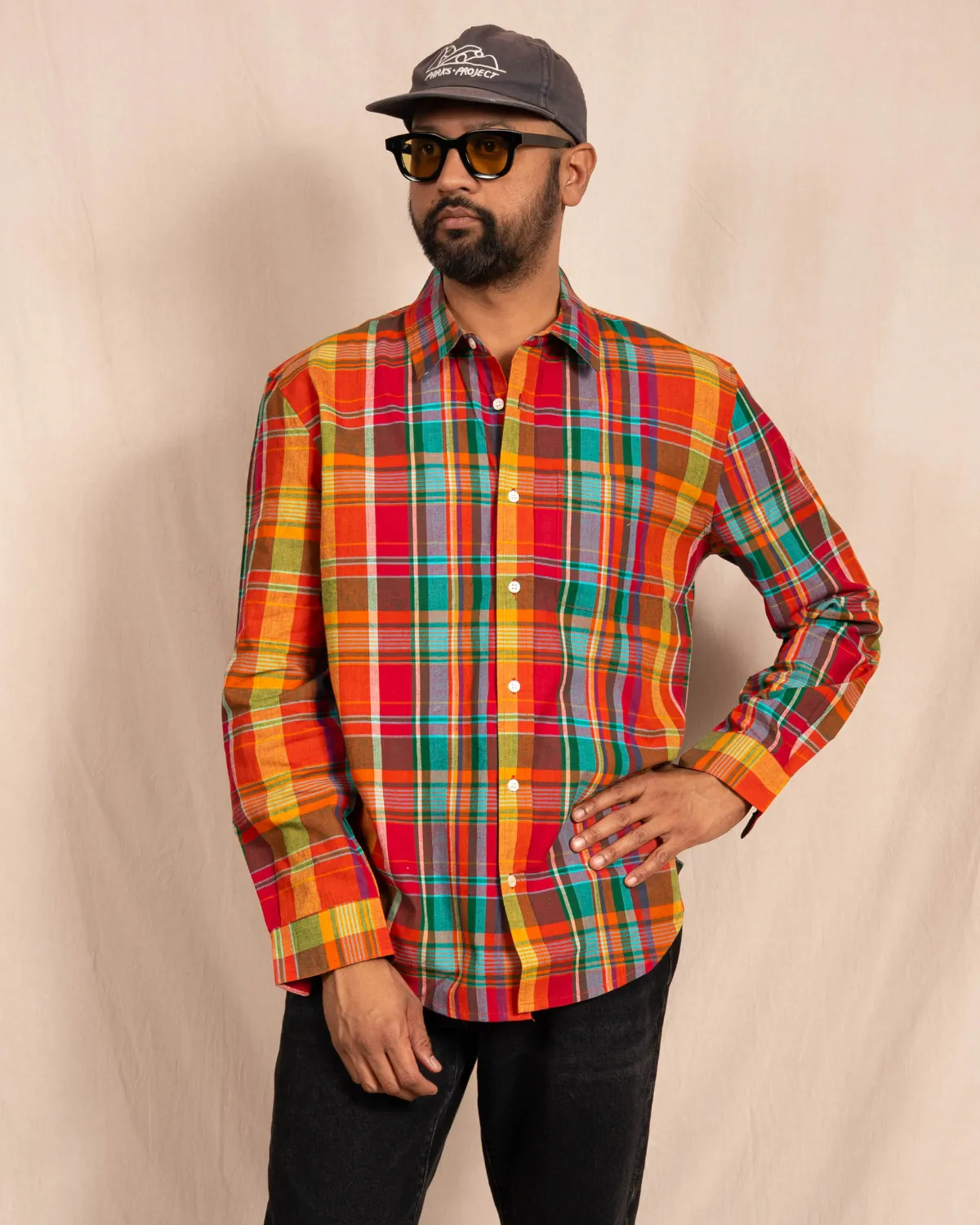 'The Brady' Long Sleeve Shirt in Red Madras Checks sold by Dushyant