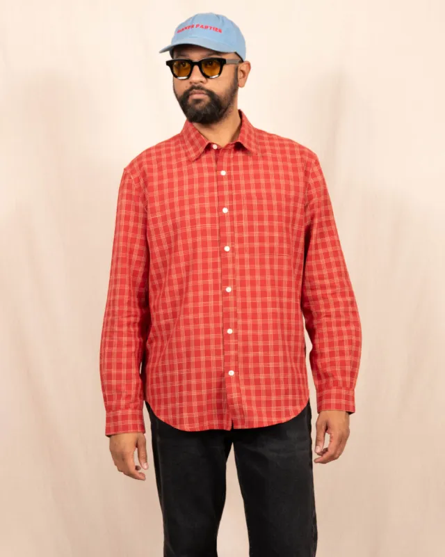 'The Brady' Long Sleeve Shirt in Red and White Checks made by Dushyant