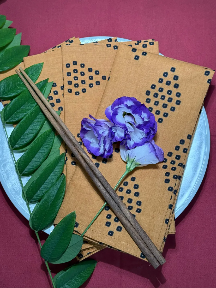Raaga Napkins - Khaki Diamond - Hand Printed - Set of 4 sold by Dushyant product image thumbnail 3