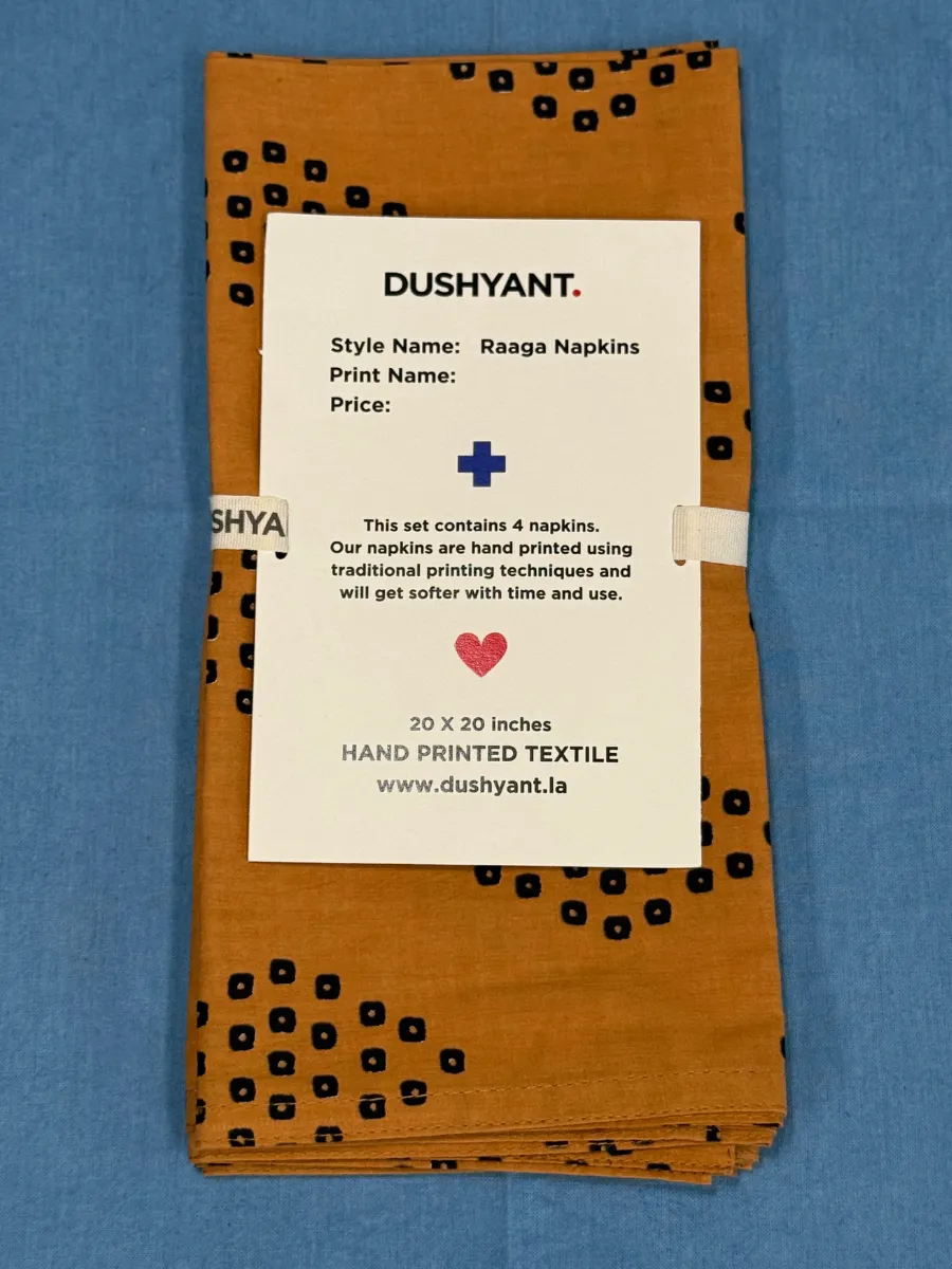 Raaga Napkins - Khaki Diamond - Hand Printed - Set of 4 sold by Dushyant product image thumbnail 4