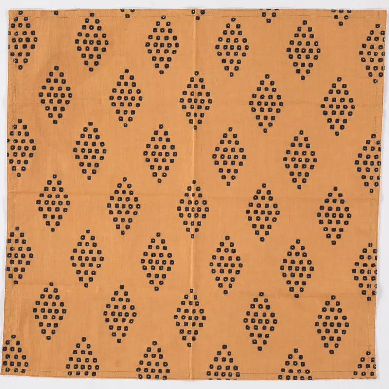 Raaga Napkins - Khaki Diamond - Hand Printed - Set of 4 made by Dushyant