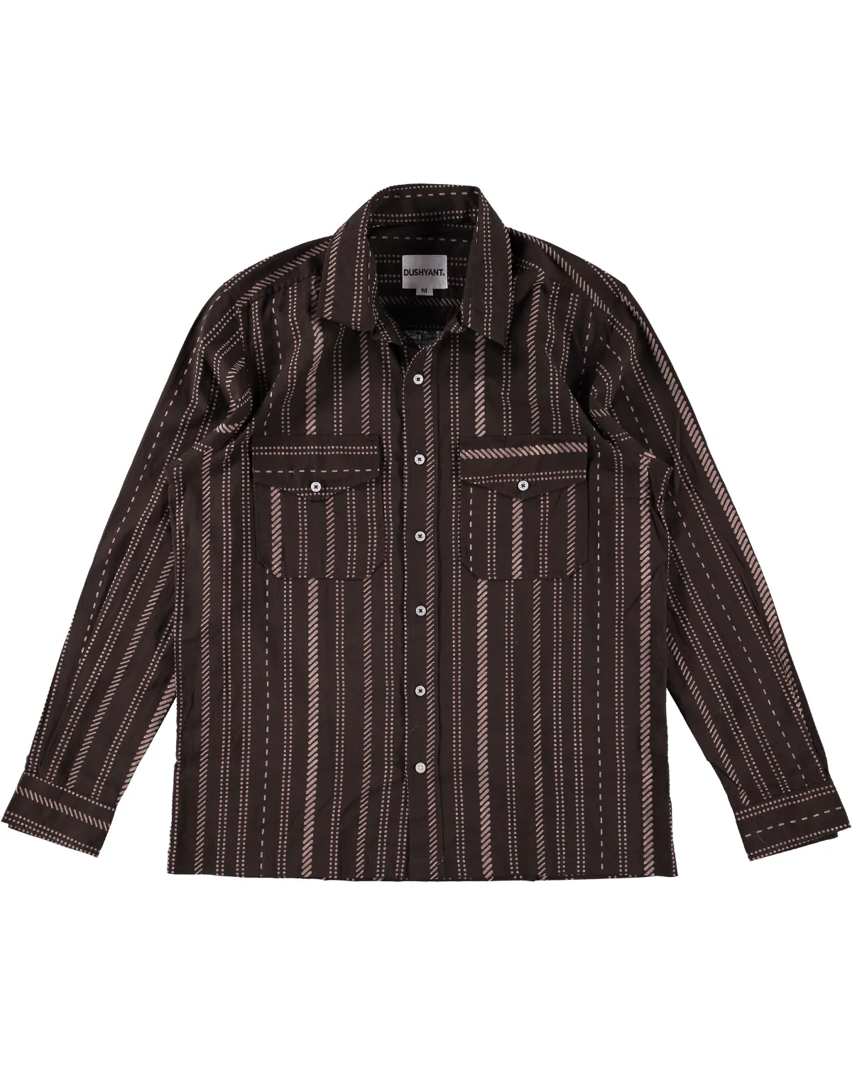 Hand Printed 'Jesse' Shirt in Chocolate Stripes sold by Dushyant product image thumbnail 2