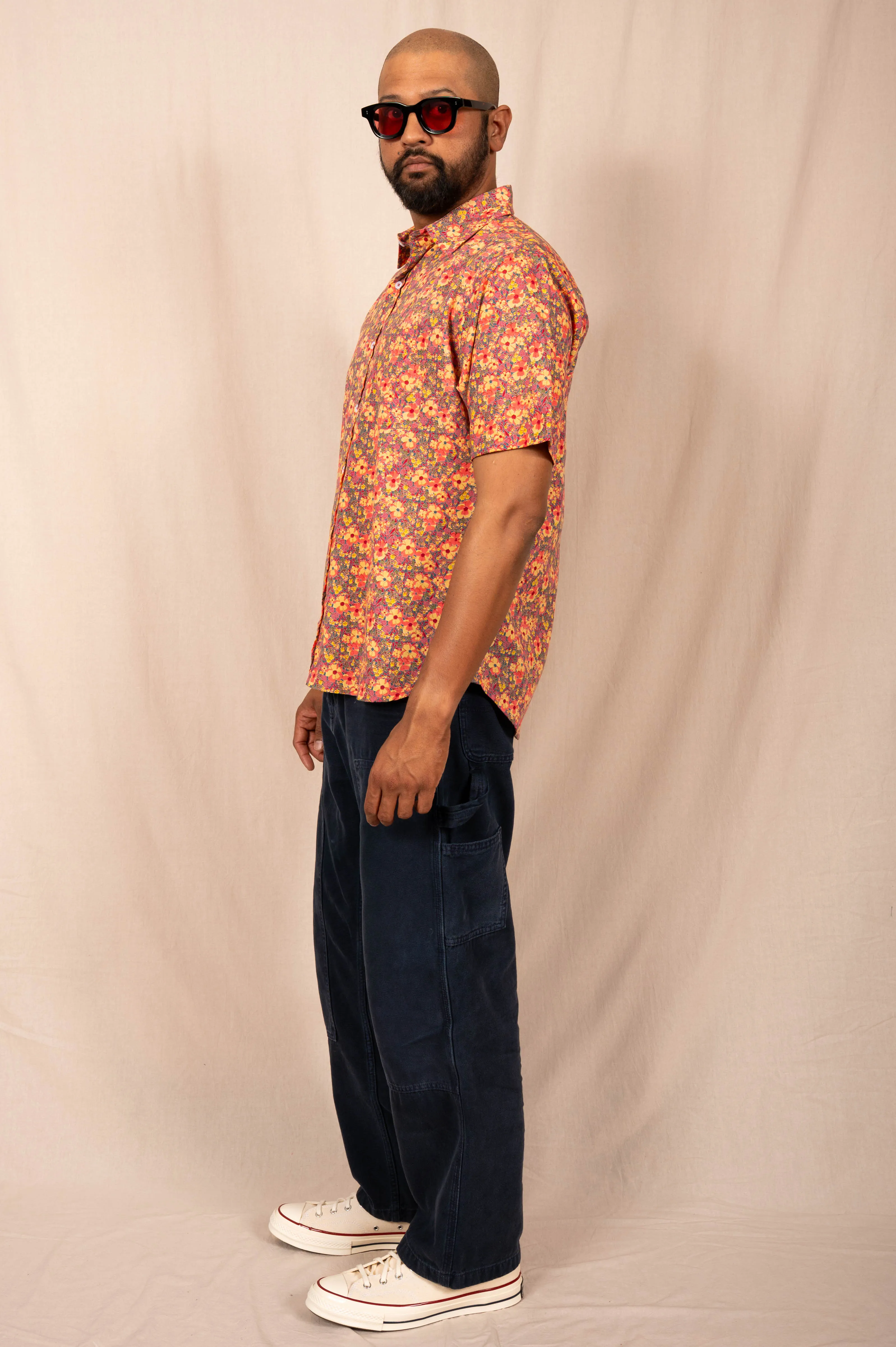 Hand Printed 'The Folk' Short Sleeve Shirt in Pastel Floral sold by Dushyant product image thumbnail 4
