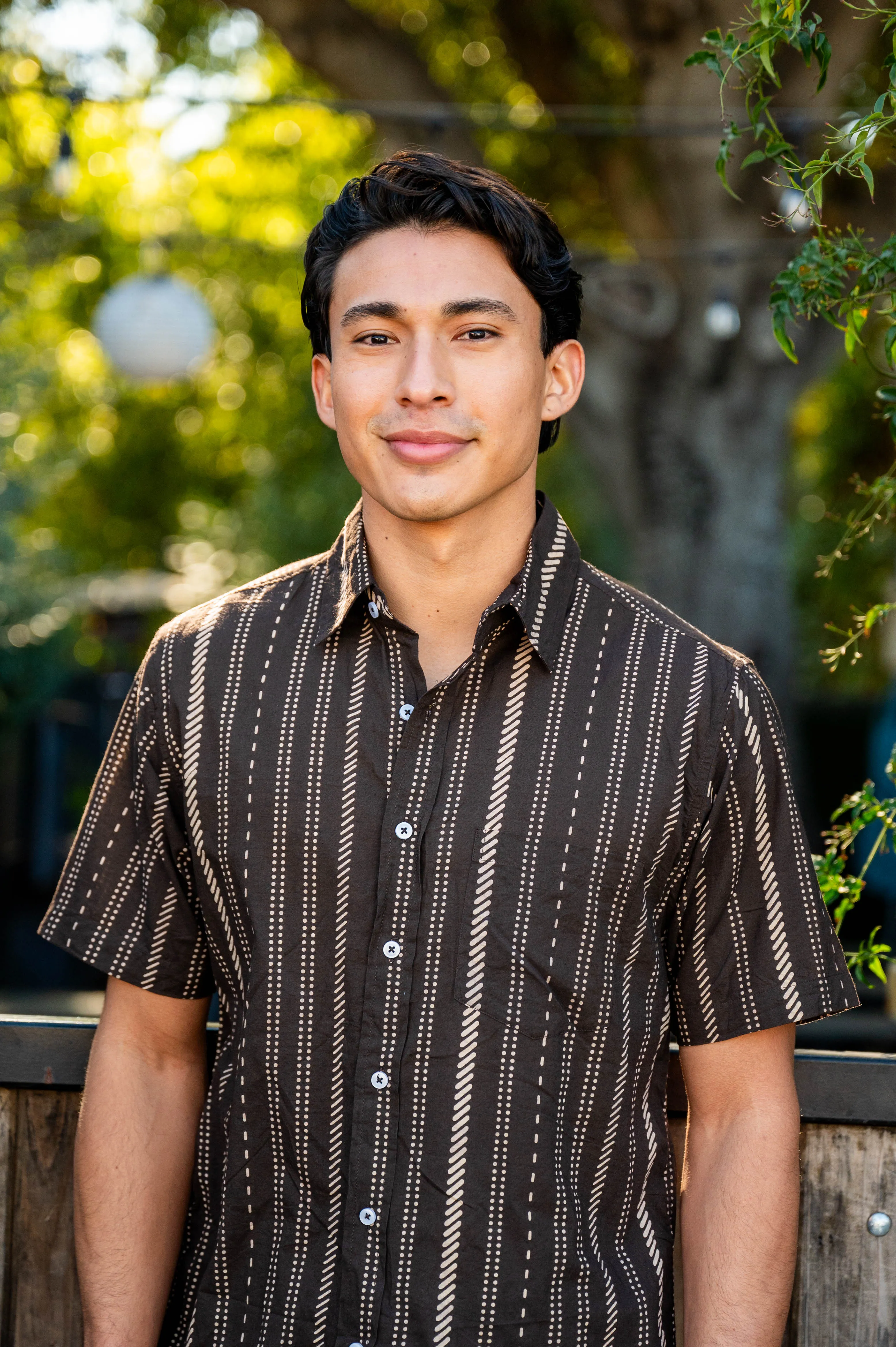 Hand Printed 'The Folk' Short Sleeve Shirt in Chocolate Stripes sold by Dushyant product image thumbnail 2