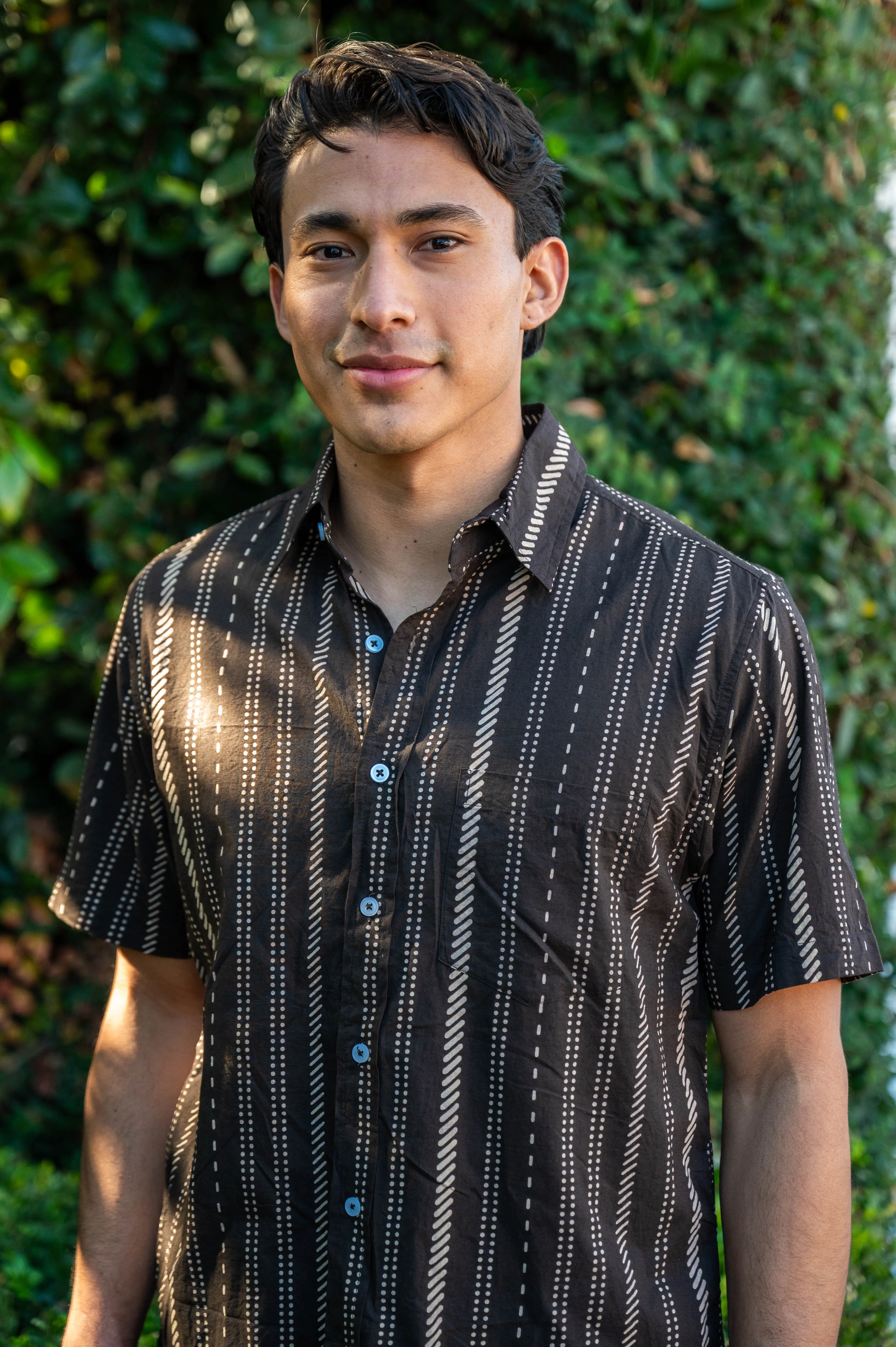 Hand Printed 'The Folk' Short Sleeve Shirt in Chocolate Stripes sold by Dushyant product image thumbnail 4