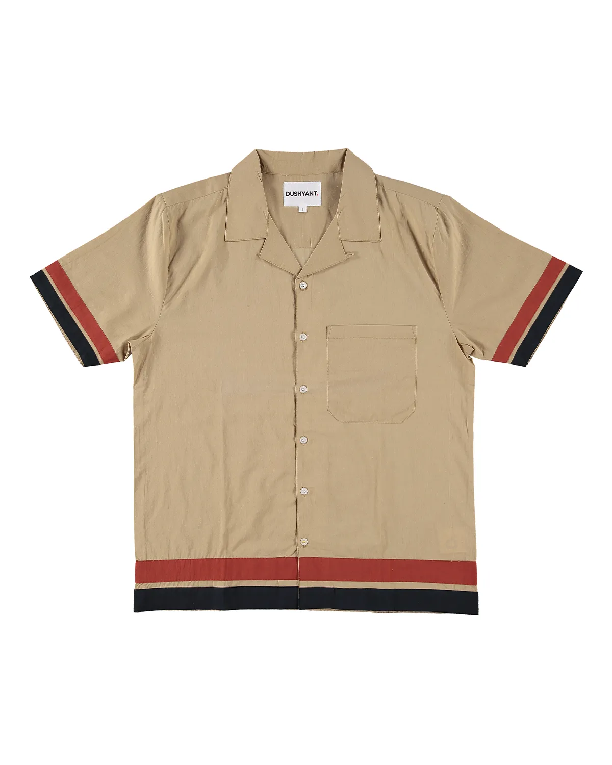 'The Don' Camp Collar Shirt in Khaki Ivy Stripe sold by Dushyant