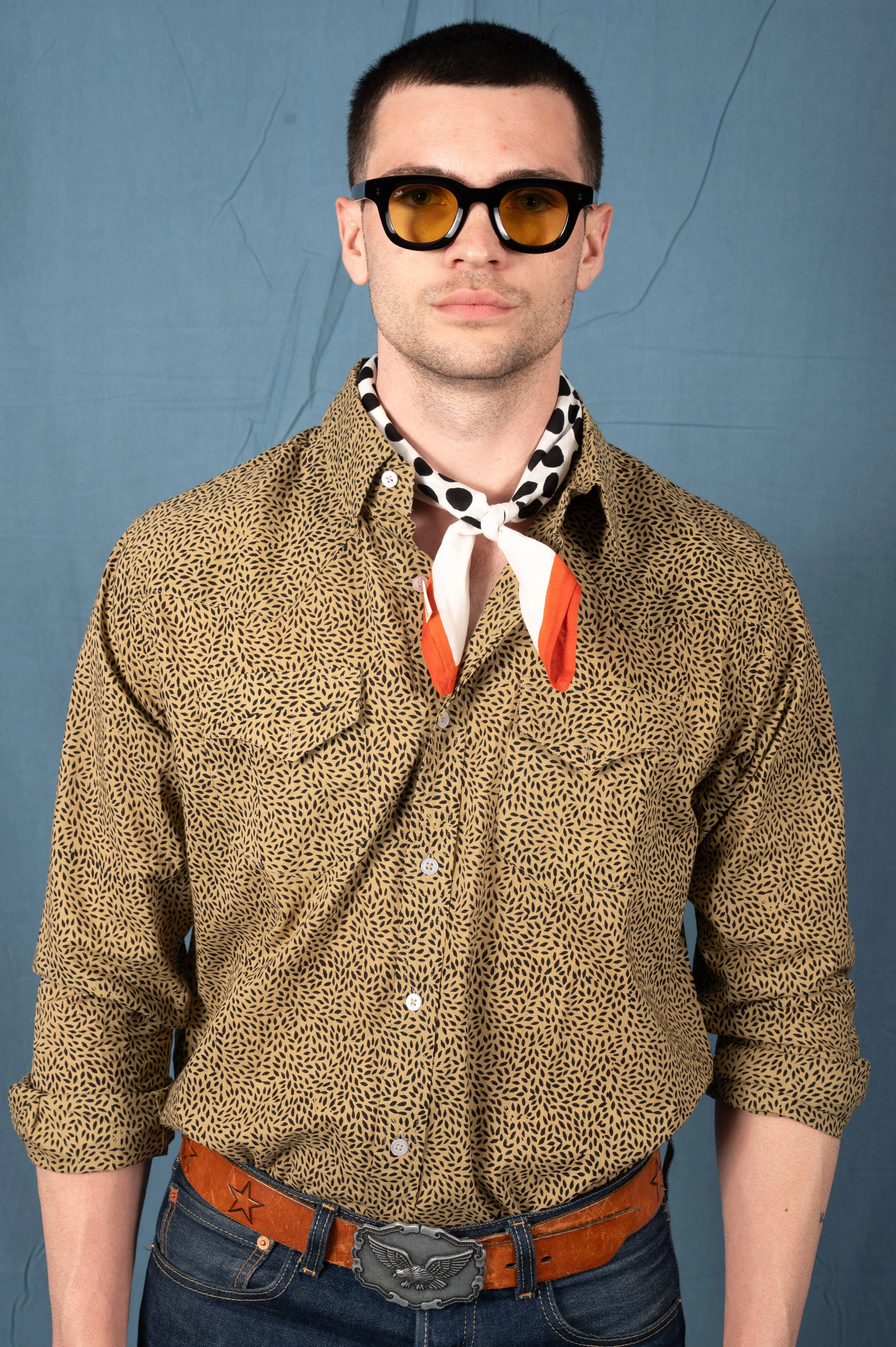 'The Bandit' Western Shirt in Kiwi Seeds print sold by Dushyant product image thumbnail 4