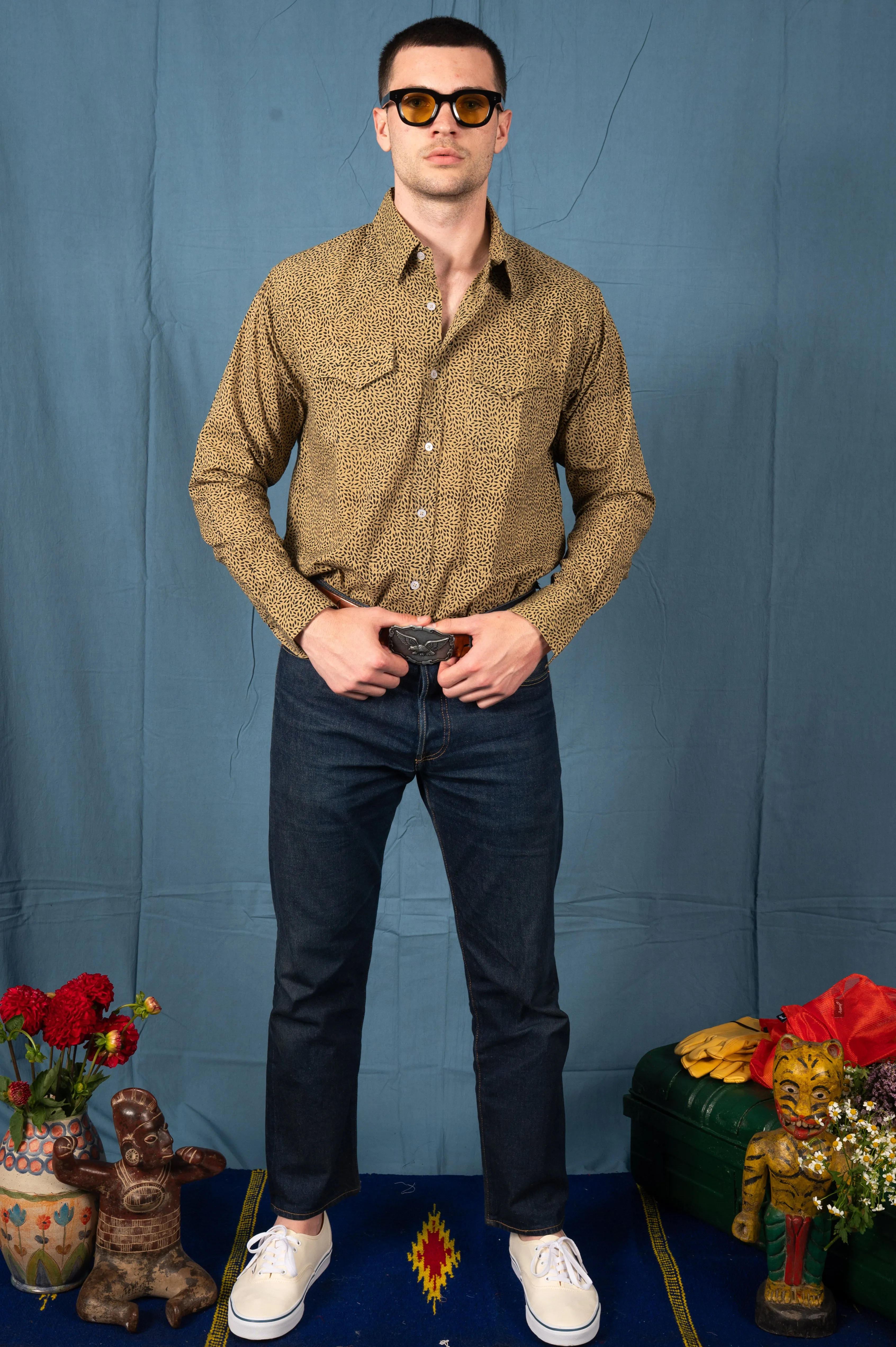 'The Bandit' Western Shirt in Kiwi Seeds print sold by Dushyant product image thumbnail 3