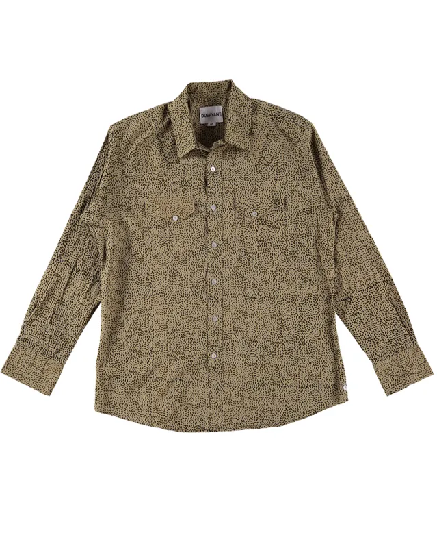 'The Bandit' Western Shirt in Kiwi Seeds print made by Dushyant