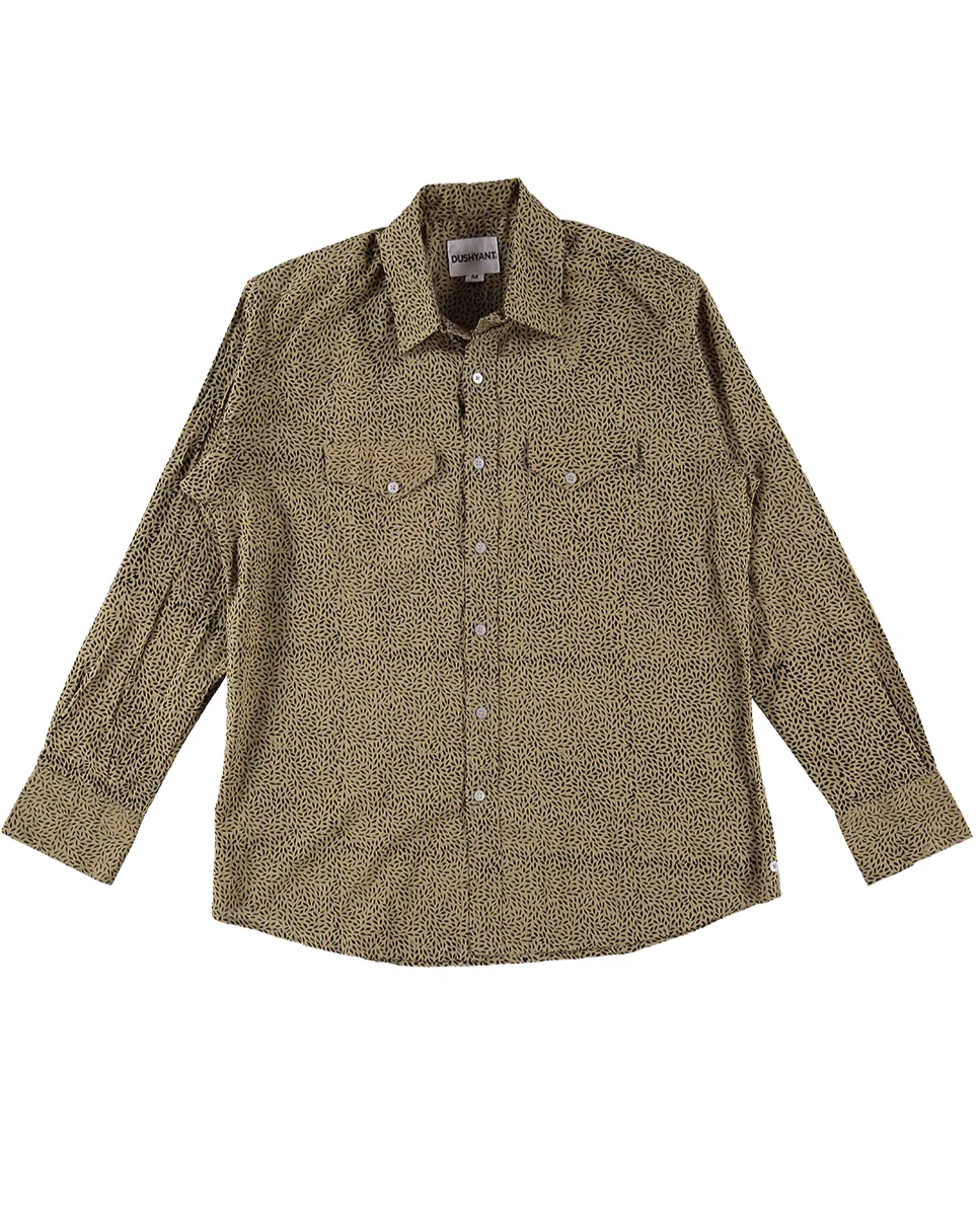 'The Bandit' Western Shirt in Kiwi Seeds print sold by Dushyant