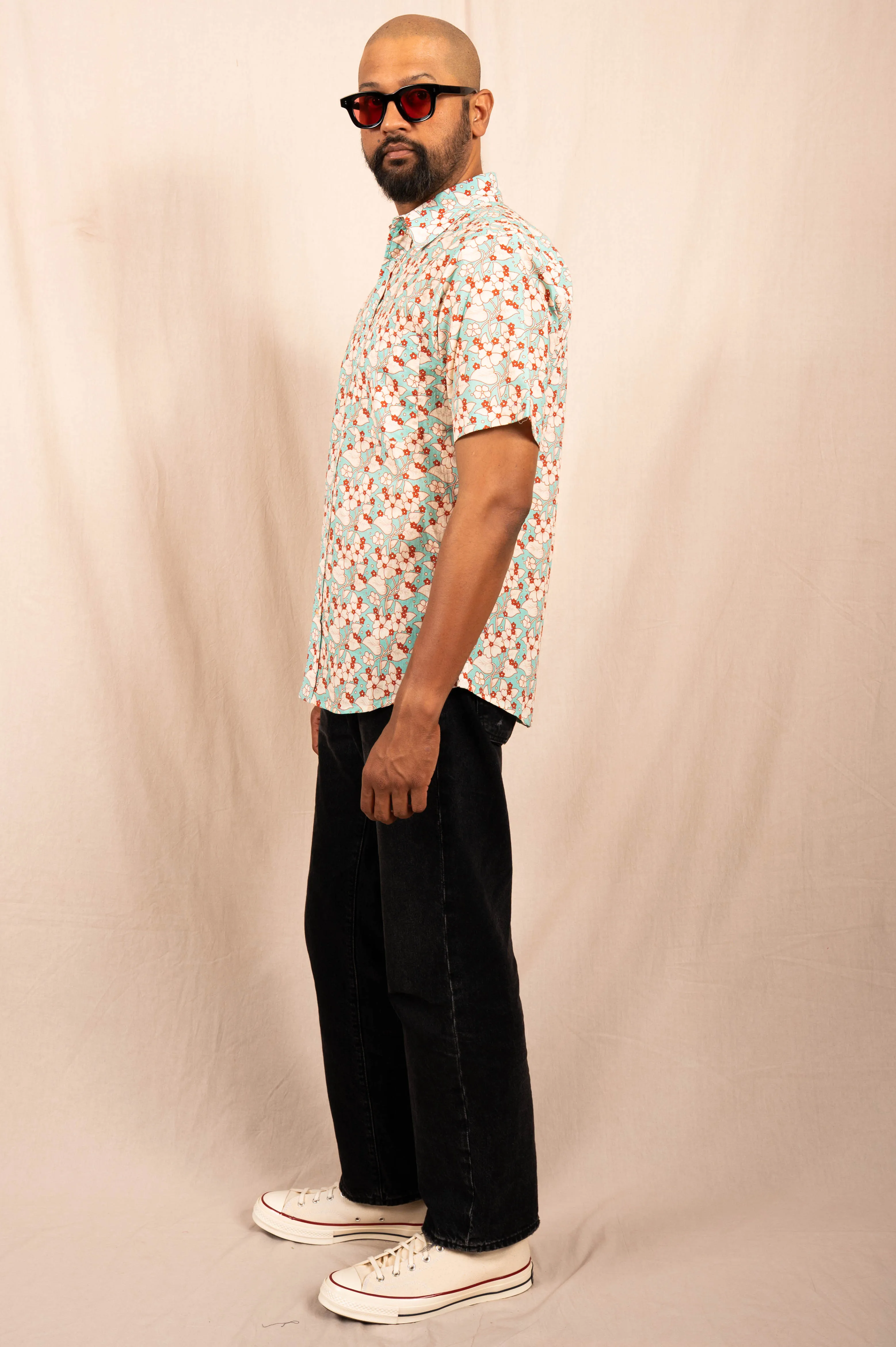 'The Folk' Shirt in Turquoise Floral Print sold by Dushyant product image thumbnail 4