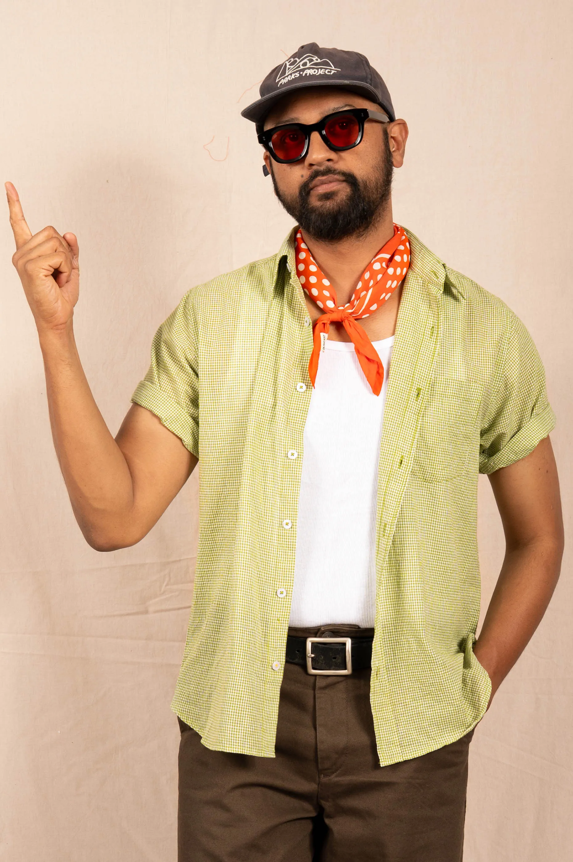 'The Folk' Shirt in Lime Micro Check sold by Dushyant product image thumbnail 4