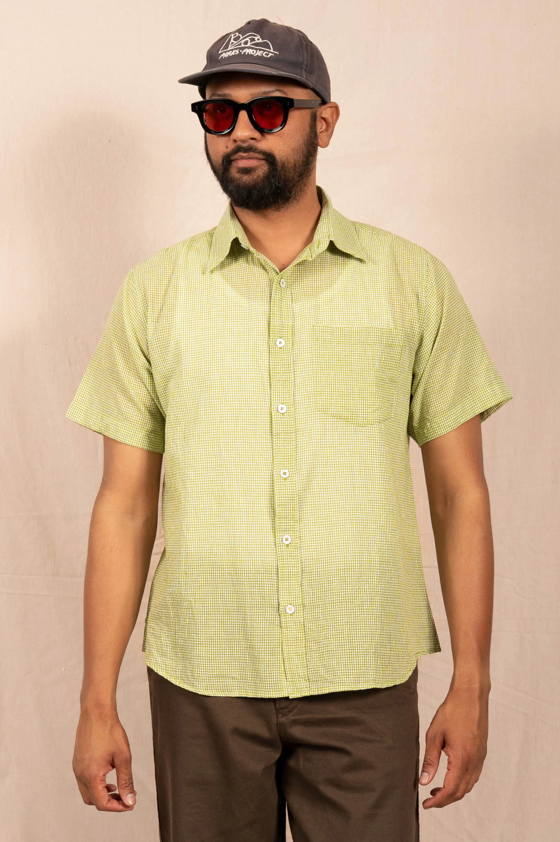 'The Folk' Shirt in Lime Micro Check sold by Dushyant product image thumbnail 2