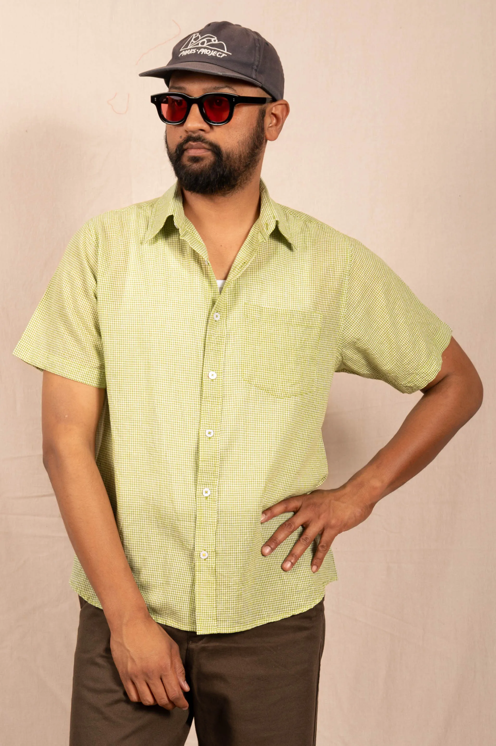 'The Folk' Shirt in Lime Micro Check sold by Dushyant product image thumbnail 5