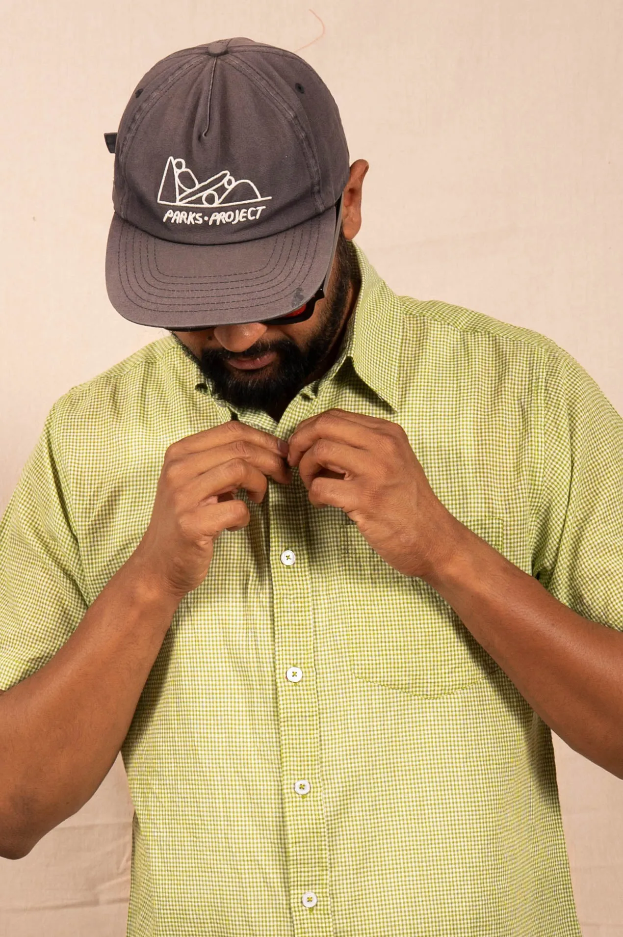 'The Folk' Shirt in Lime Micro Check sold by Dushyant product image thumbnail 3