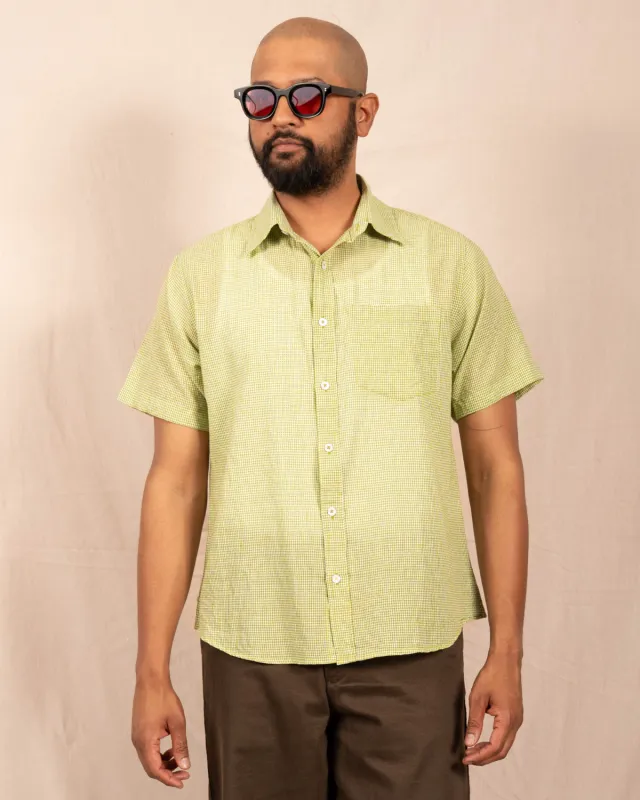 'The Folk' Shirt in Lime Micro Check made by Dushyant
