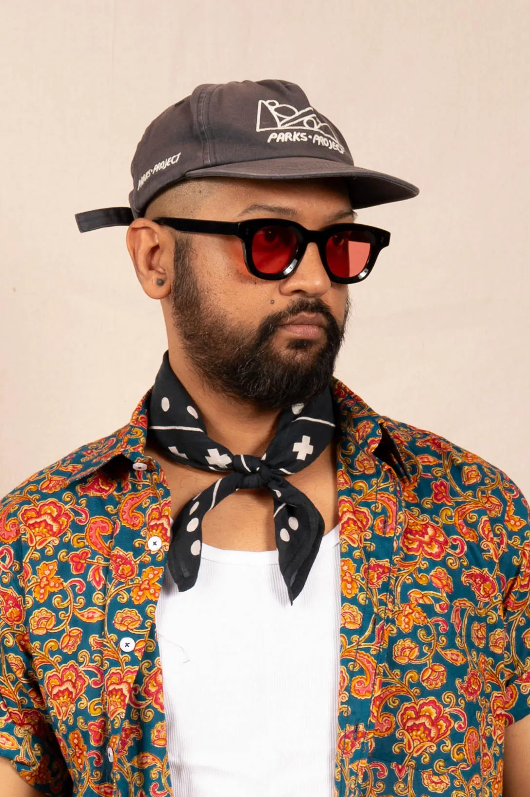 'The Folk' Shirt in Blue and Red Agra Floral Print sold by Dushyant product image thumbnail 5