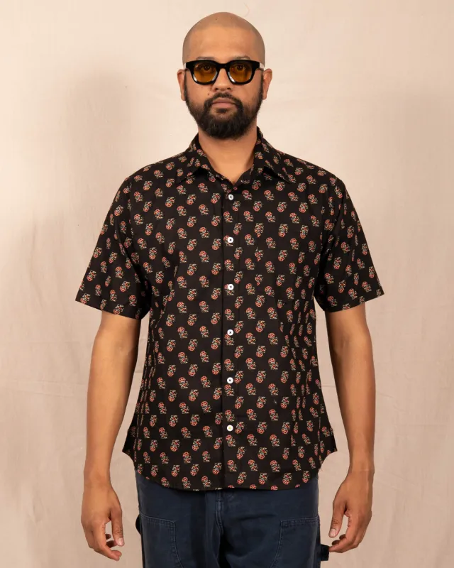 'The Folk' Shirt in Noir Rose Print made by Dushyant