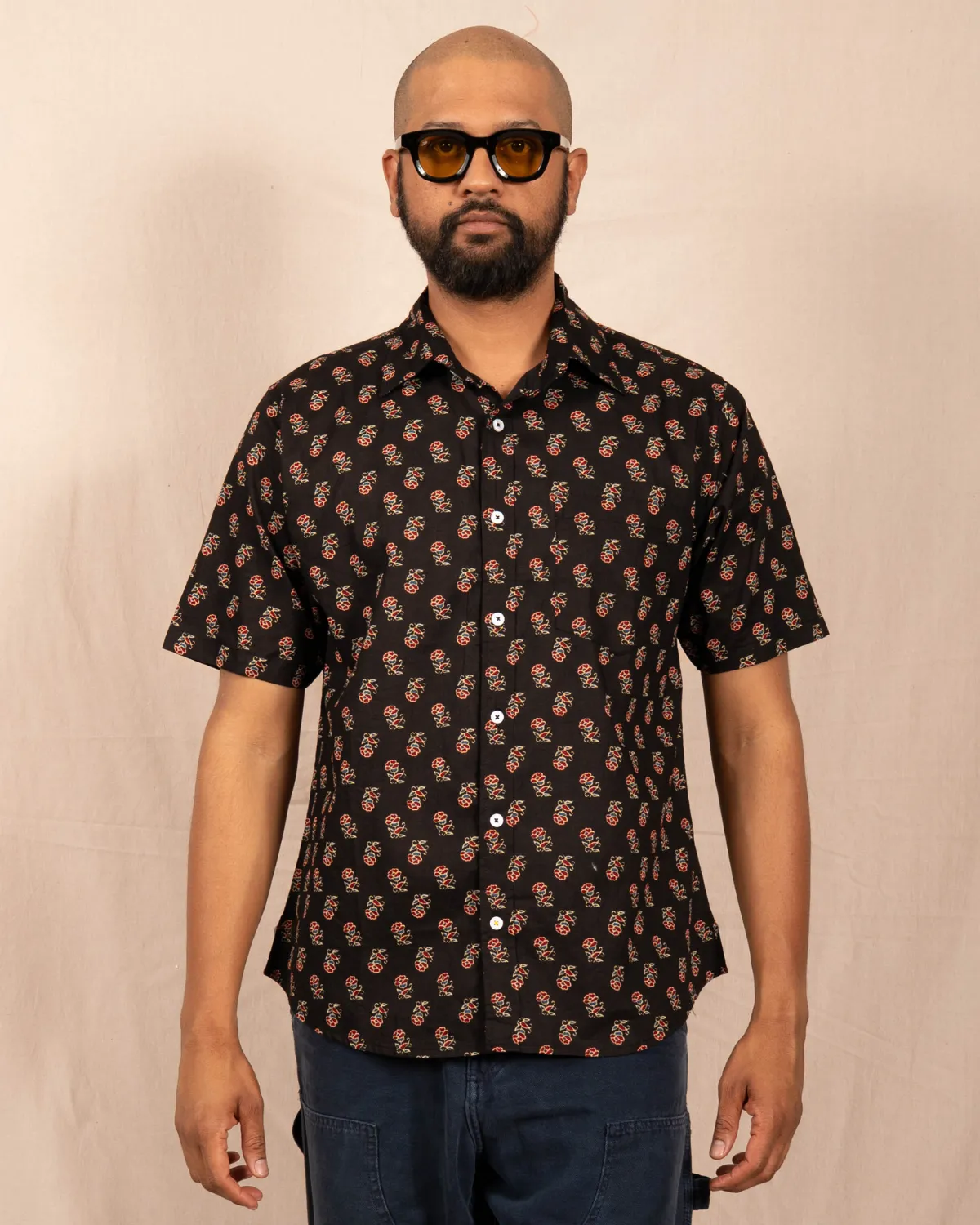 'The Folk' Shirt in Noir Rose Print sold by Dushyant