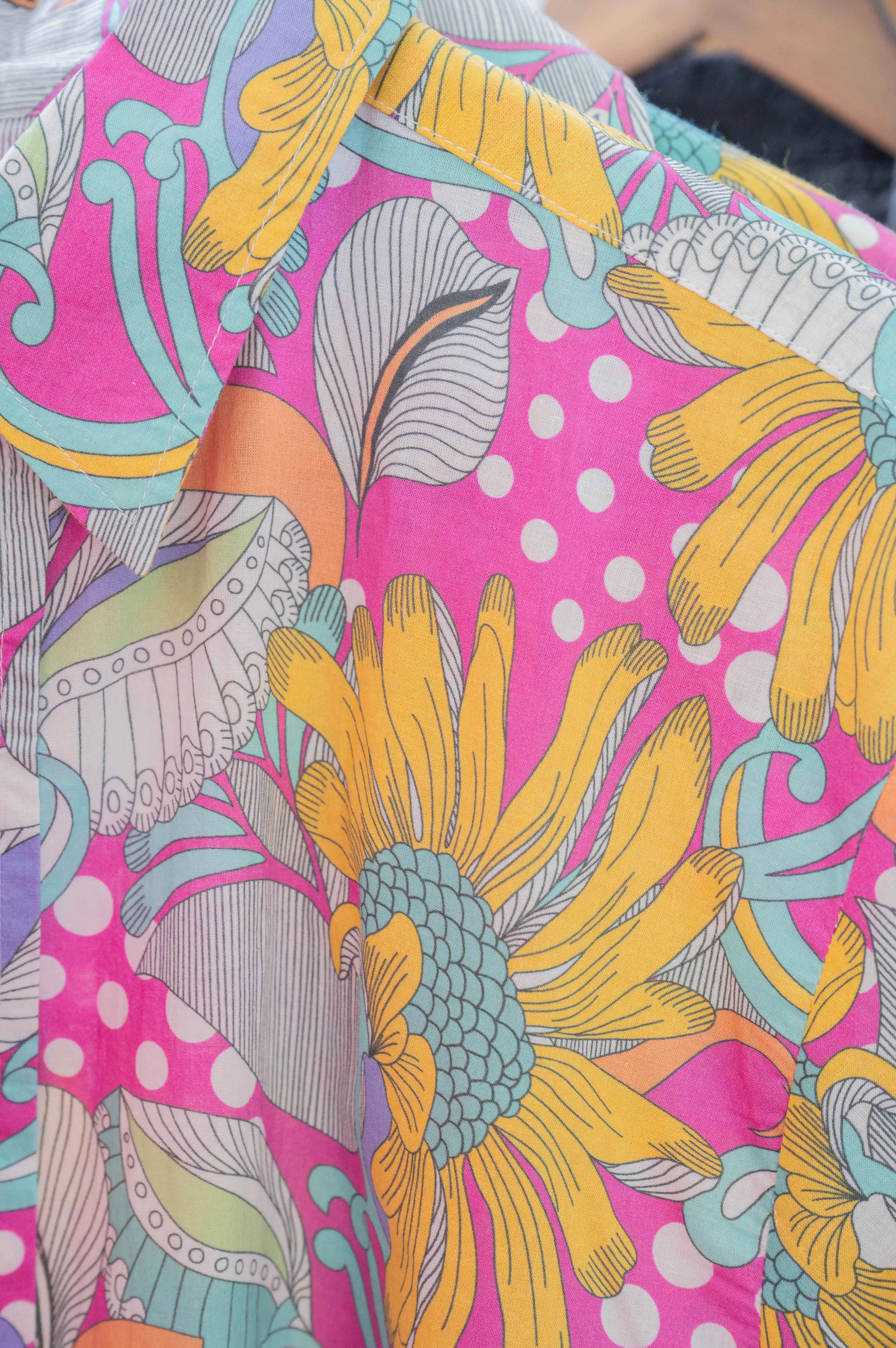 'The Sheril' Short Sleeve Shirt in Light Pink, Yellow and White (La Brea) Floral Print sold by Dushyant product image thumbnail 4