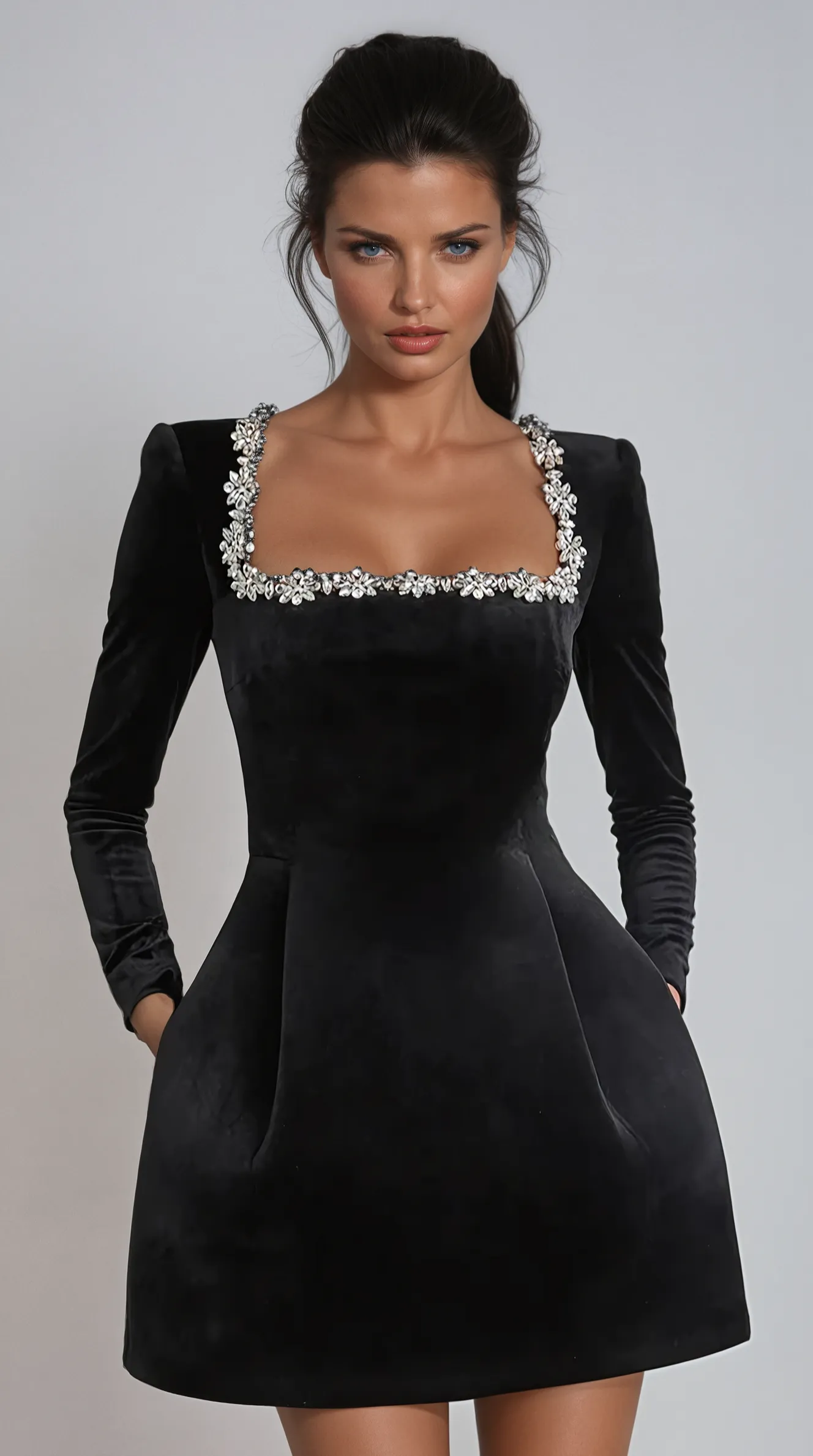 Chiara's Embellished Velvet Mini Dress sold by Chiara