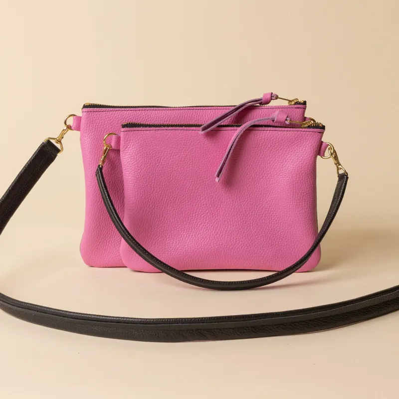 Bubblegum/Upcycled Chestnut Crossbody made by Baqette