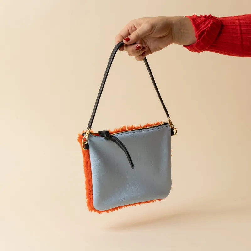 Pale Blue/Monarch Lambswool Crossbody made by Baqette