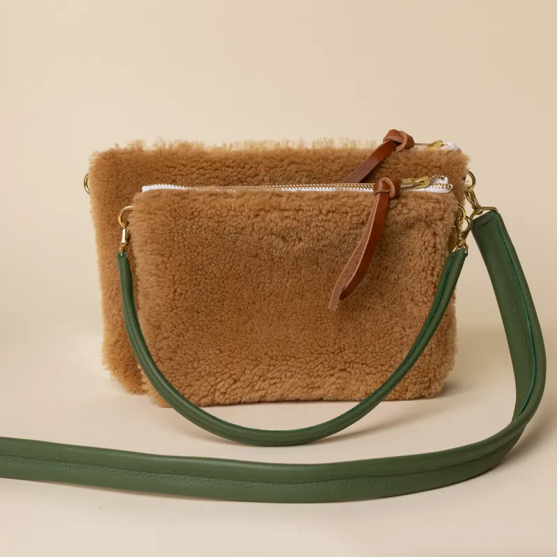 Bright Camel/Camel Lambswool Crossbody made by Baqette