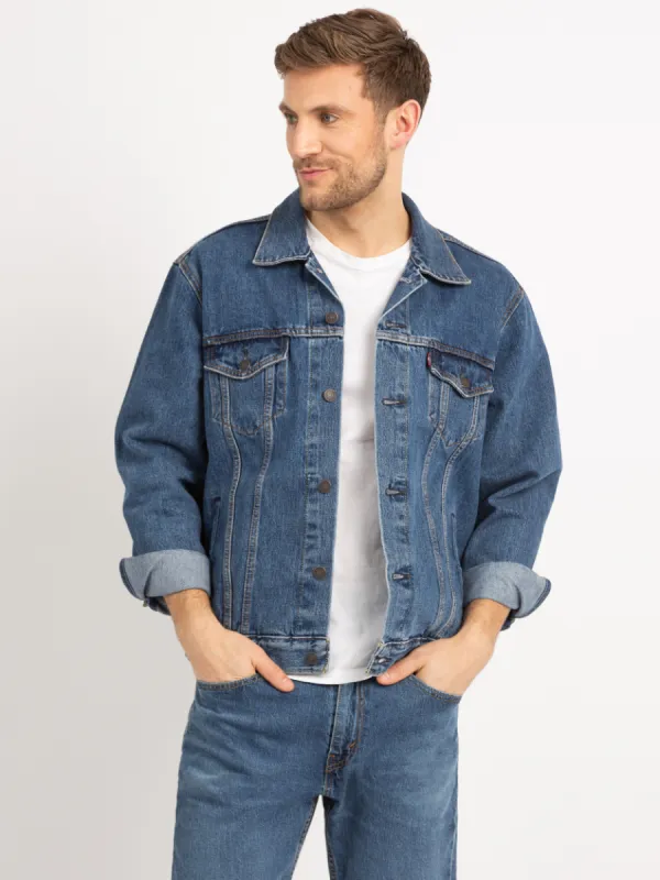 denim trucker jacket sold by Bootlegger