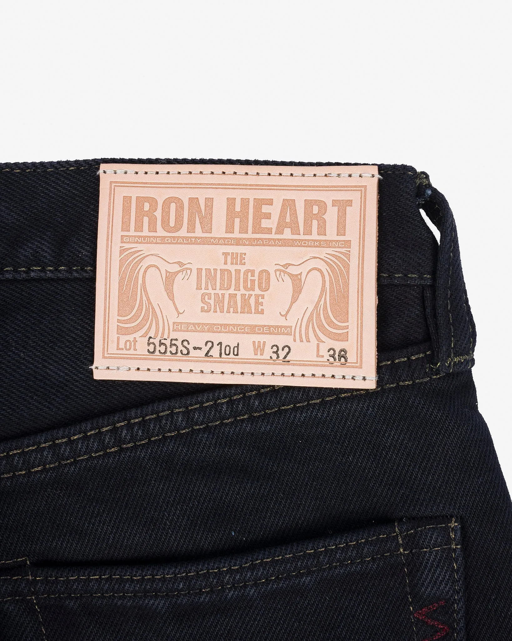21oz Selvedge Denim Slim Cut Jeans - Indigo Overdyed Black (with Tonal Pocket Arcs) sold by Iron Heart product image thumbnail 4
