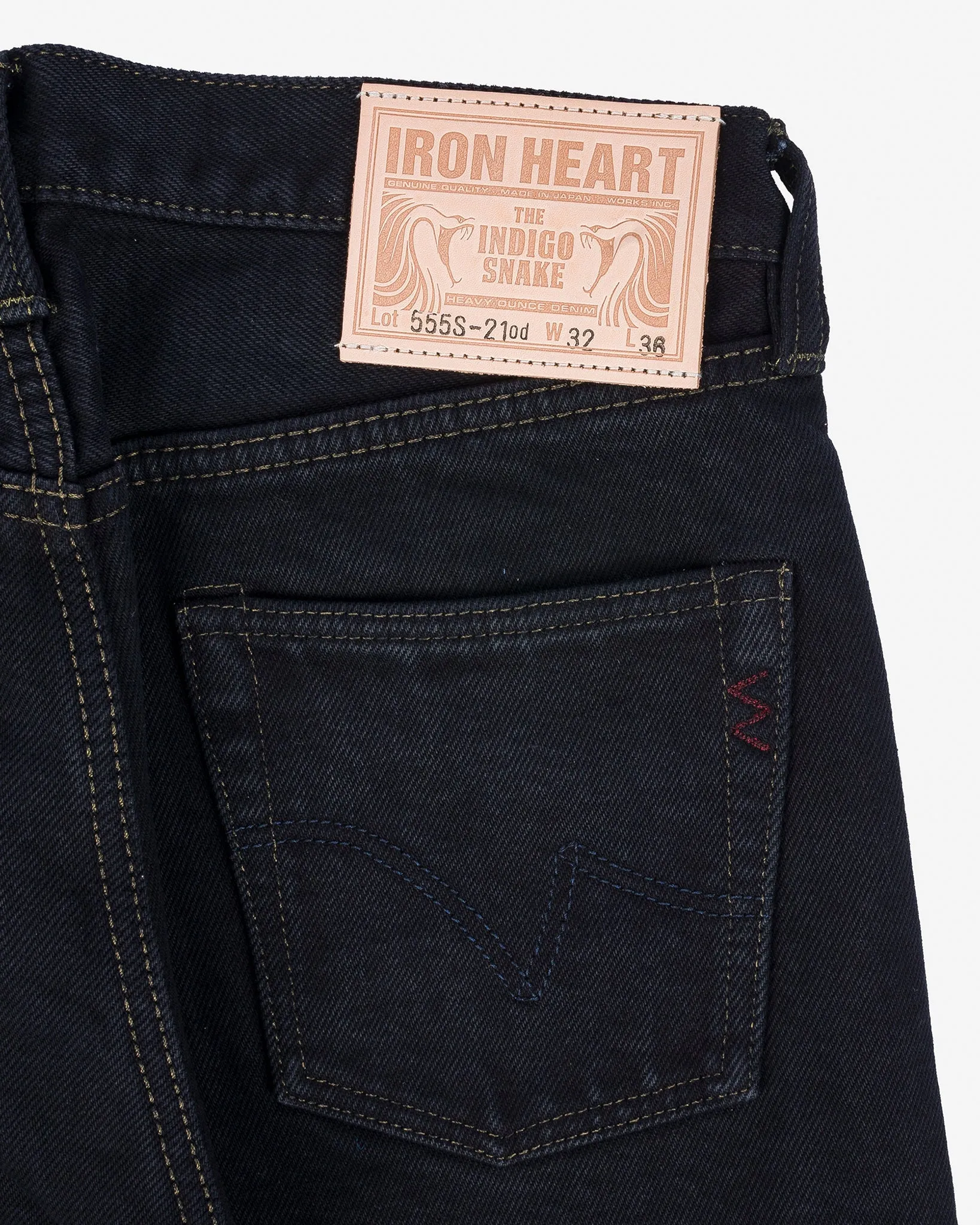 21oz Selvedge Denim Slim Cut Jeans - Indigo Overdyed Black (with Tonal Pocket Arcs) sold by Iron Heart product image thumbnail 3