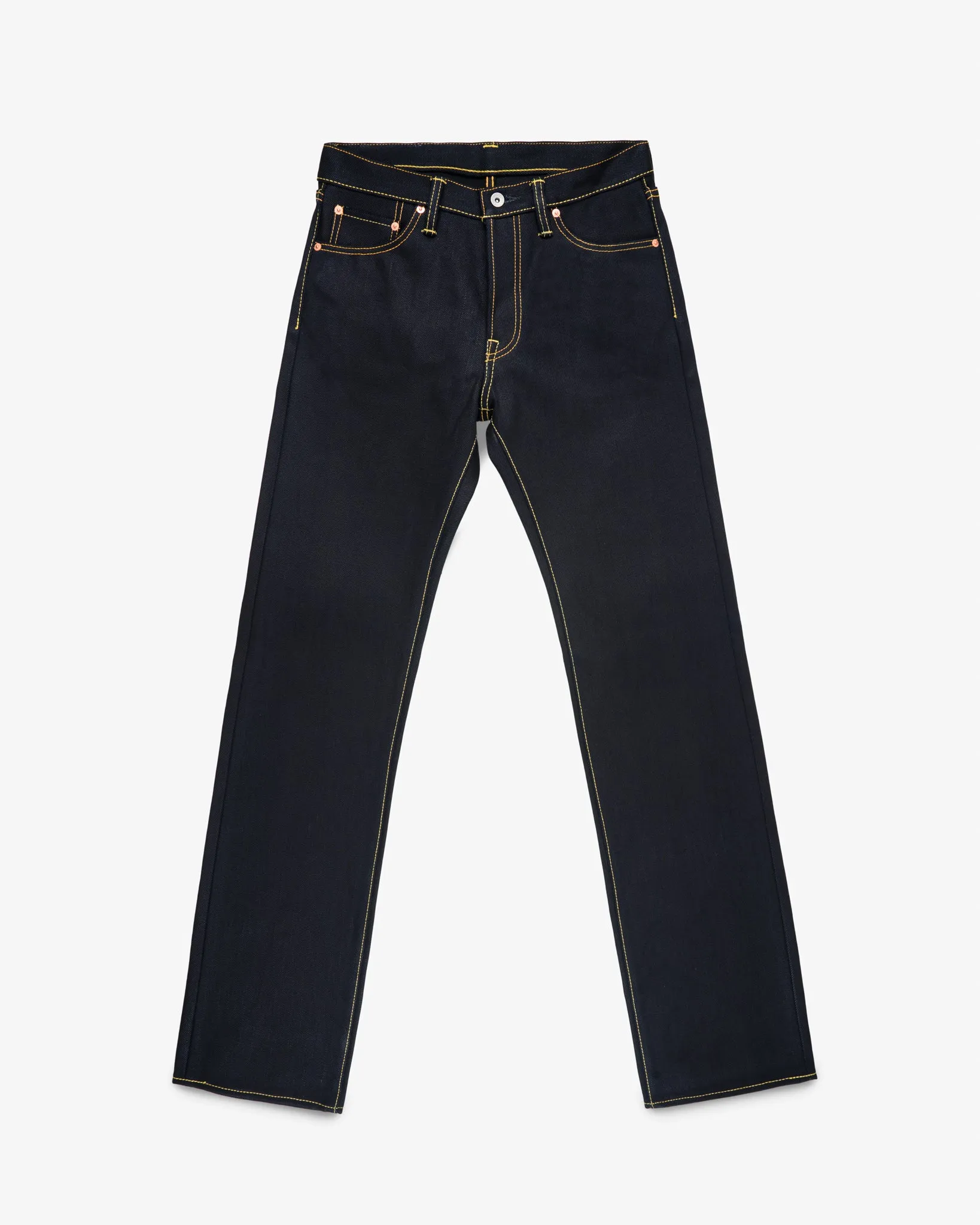 25oz Selvedge Denim Straight Cut Jeans - Indigo/Black sold by Iron Heart